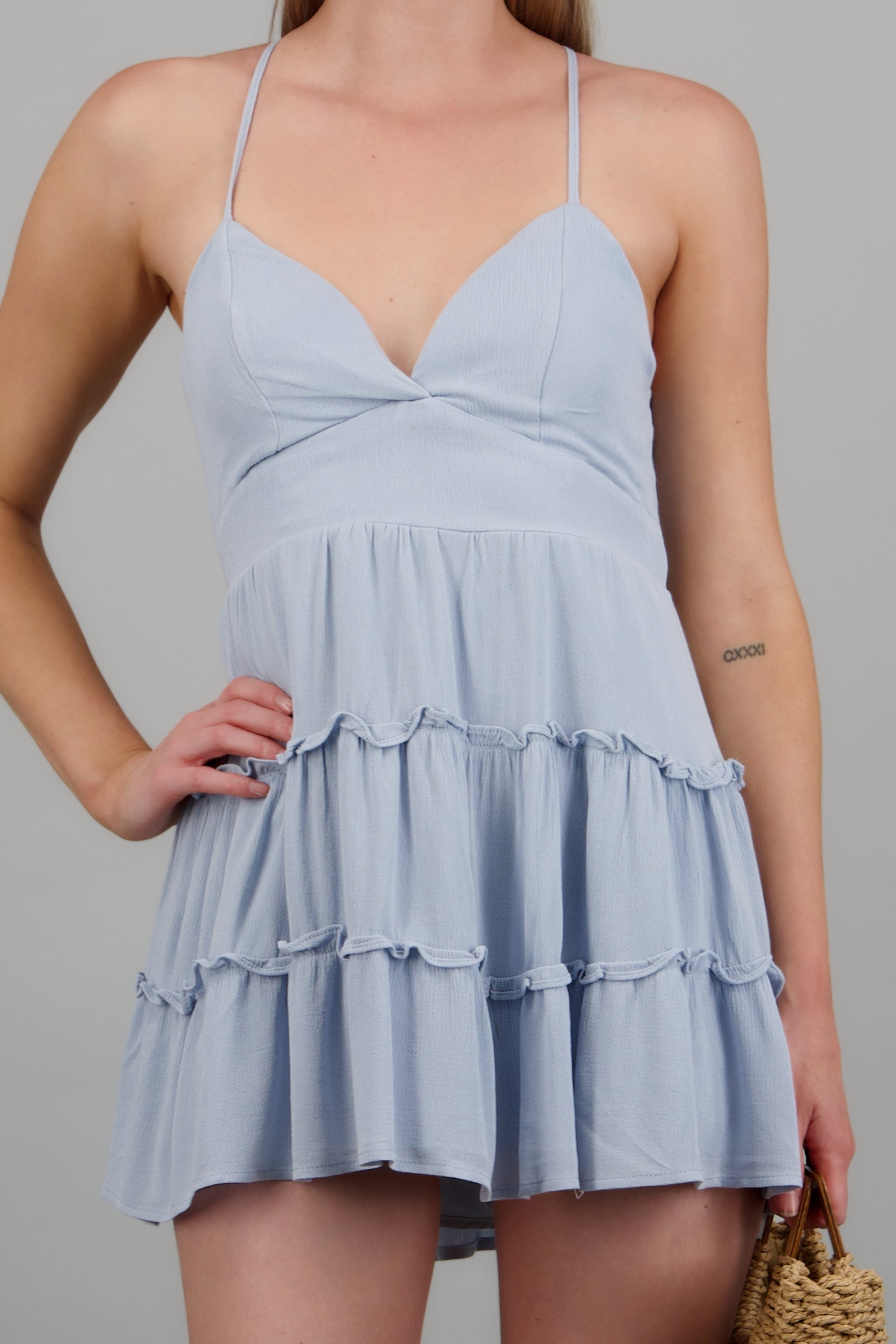 Vestido olanes mini AZUL PASTEL