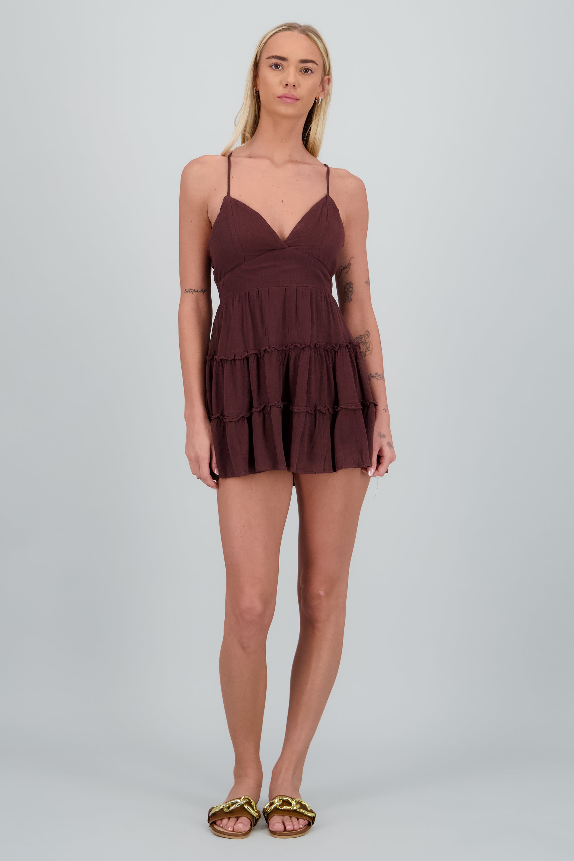 Vestido olanes mini CHOCOLATE