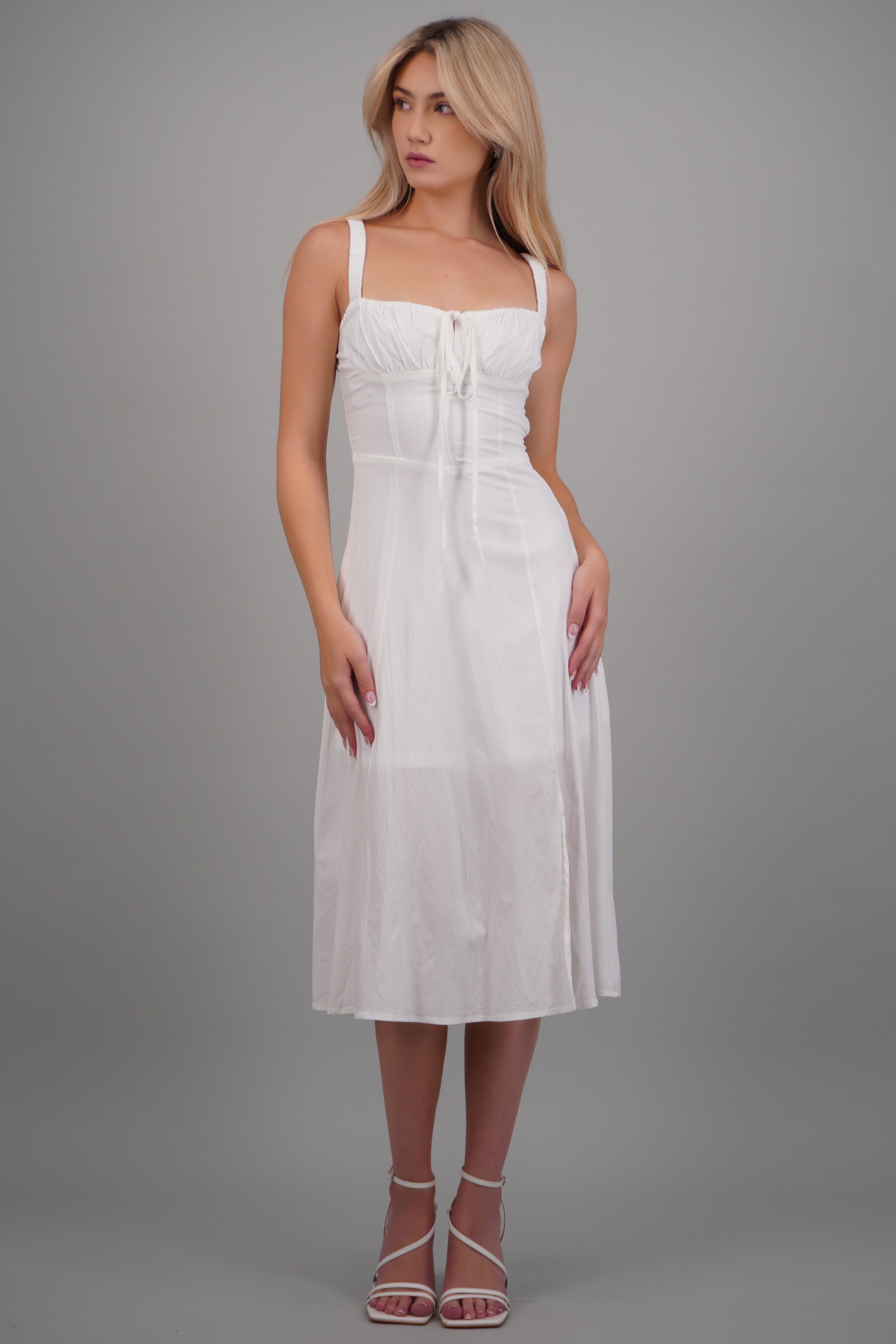 Vestido liso maxi BLANCO
