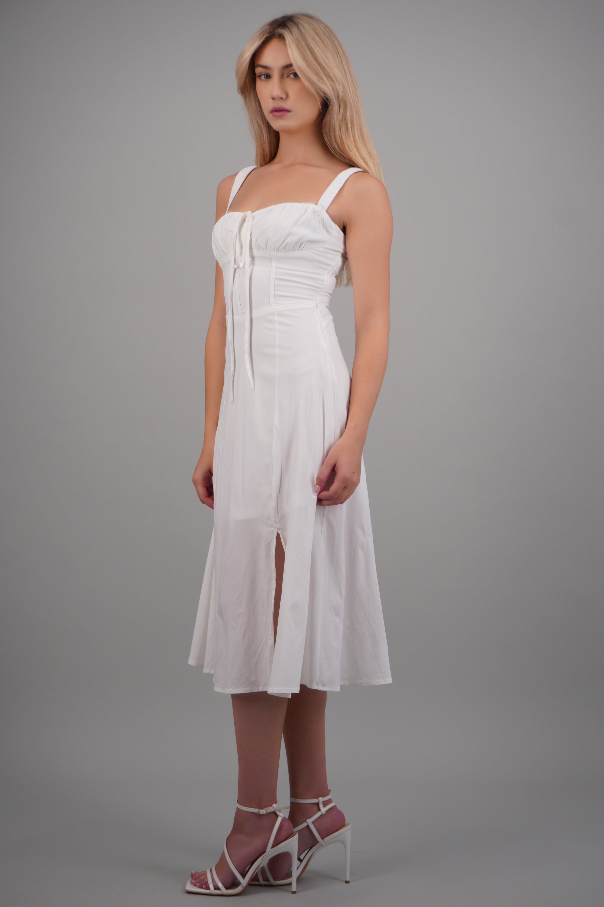 Vestido liso maxi BLANCO