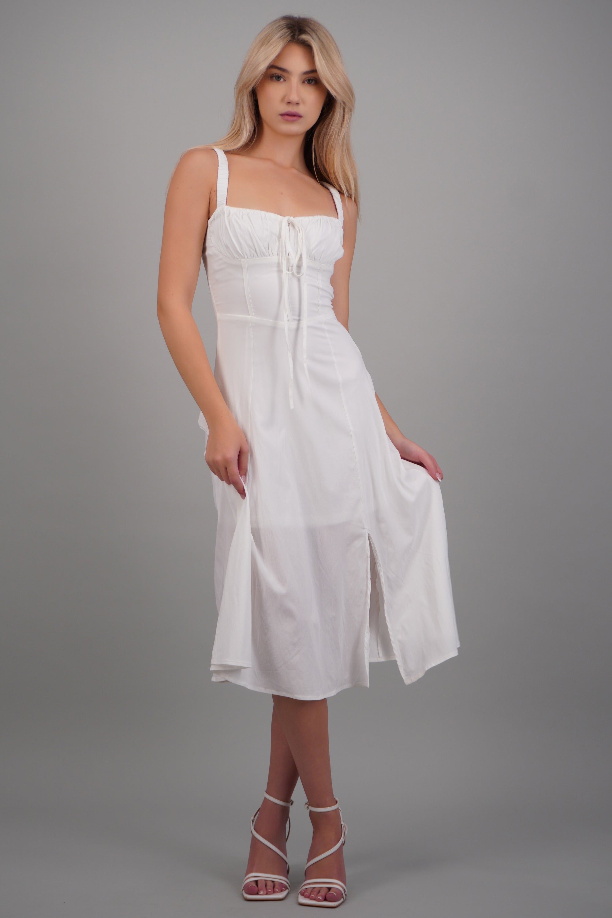 Vestido liso maxi BLANCO