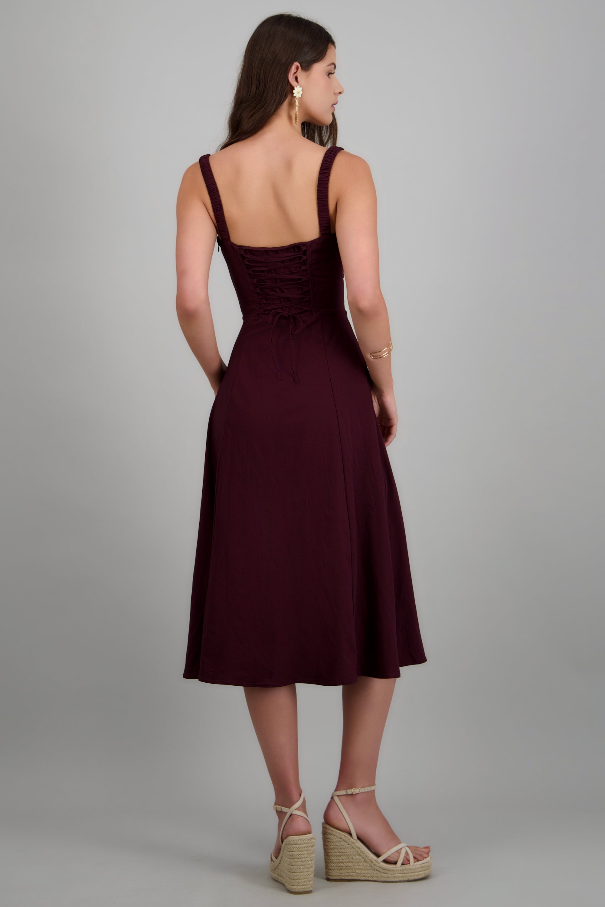 Vestido liso maxi CIRUELA