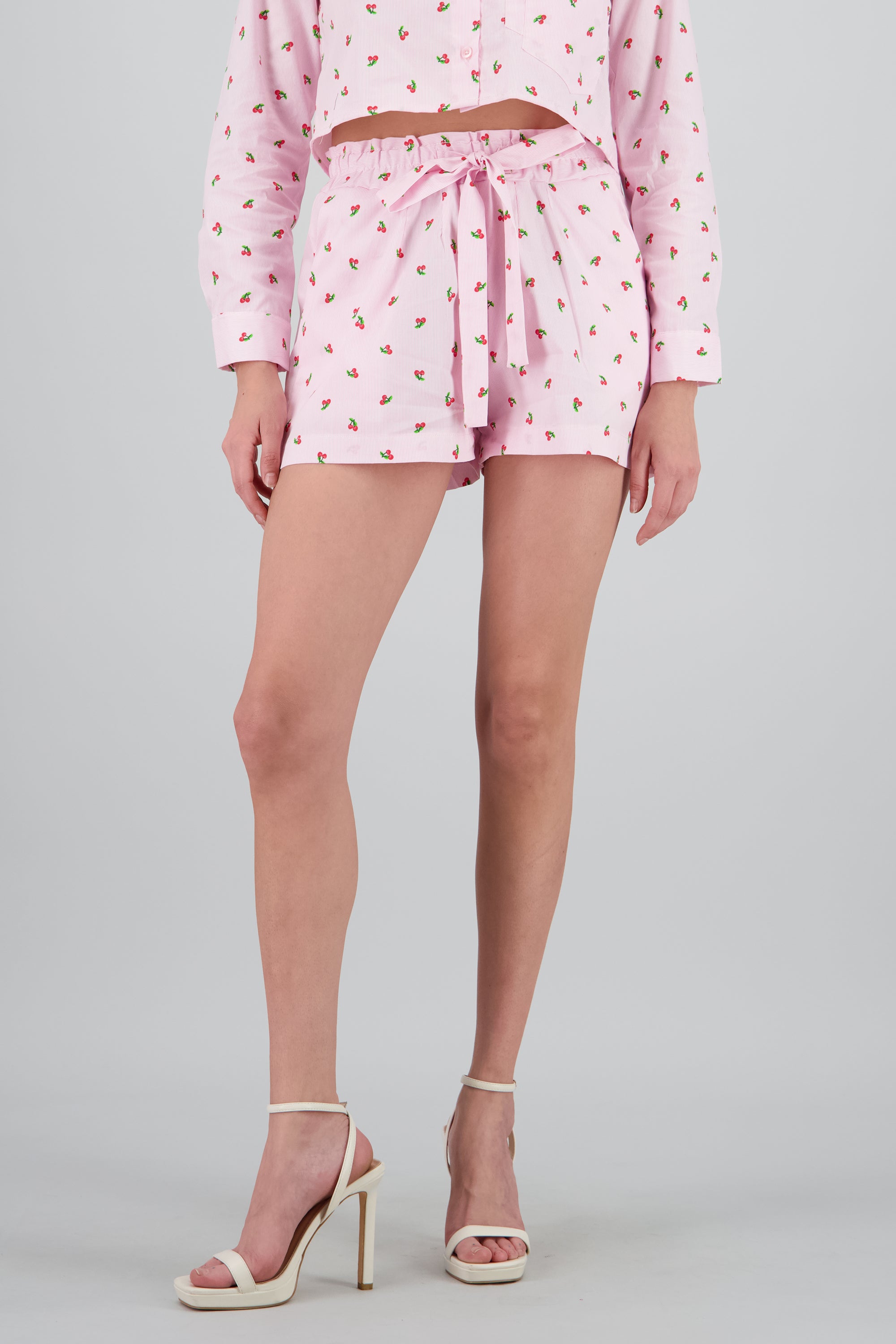 Shorts minis detalle lazo cerezas ROSA PASTEL