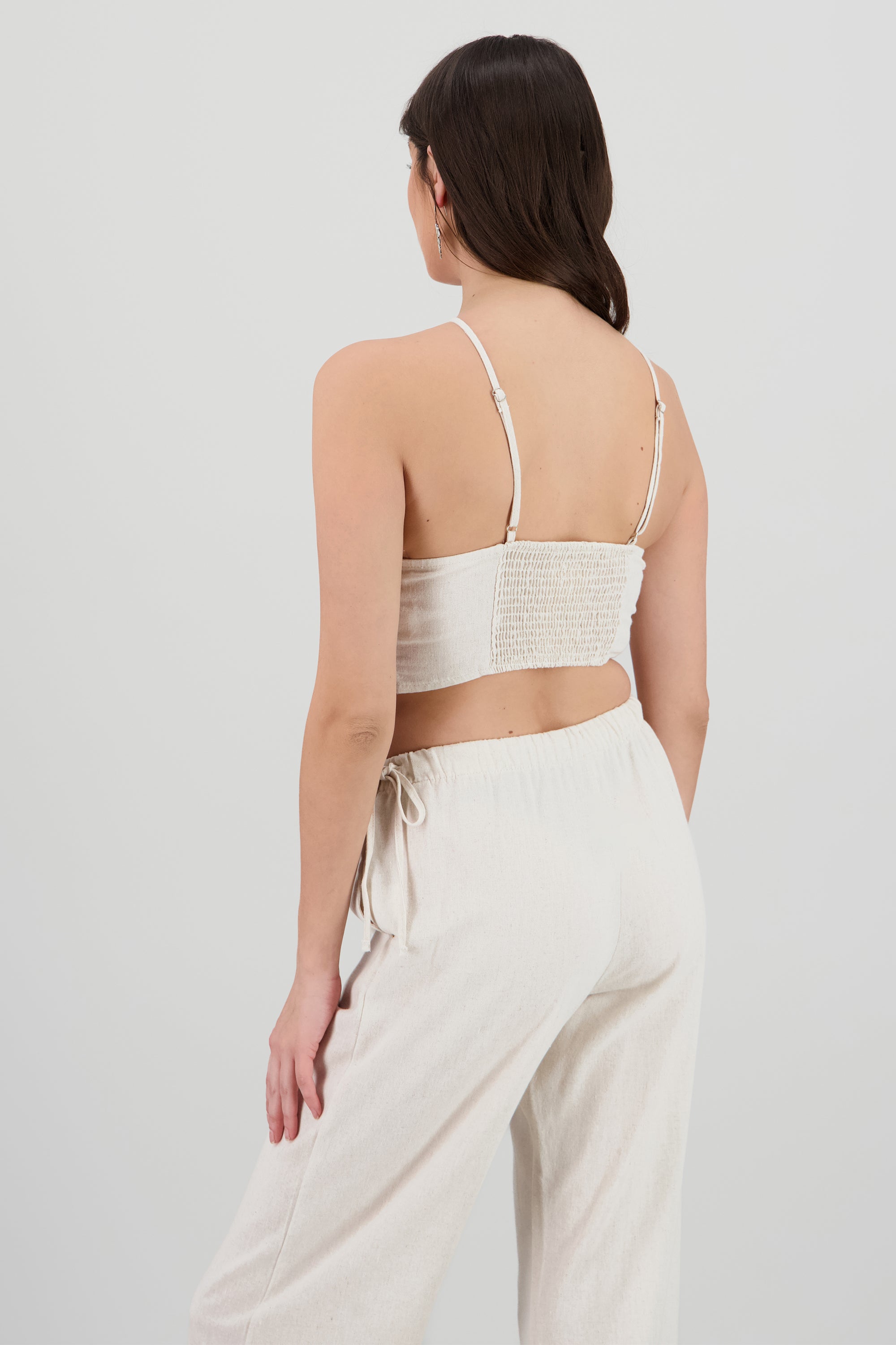 Top cuentas halter HUESO