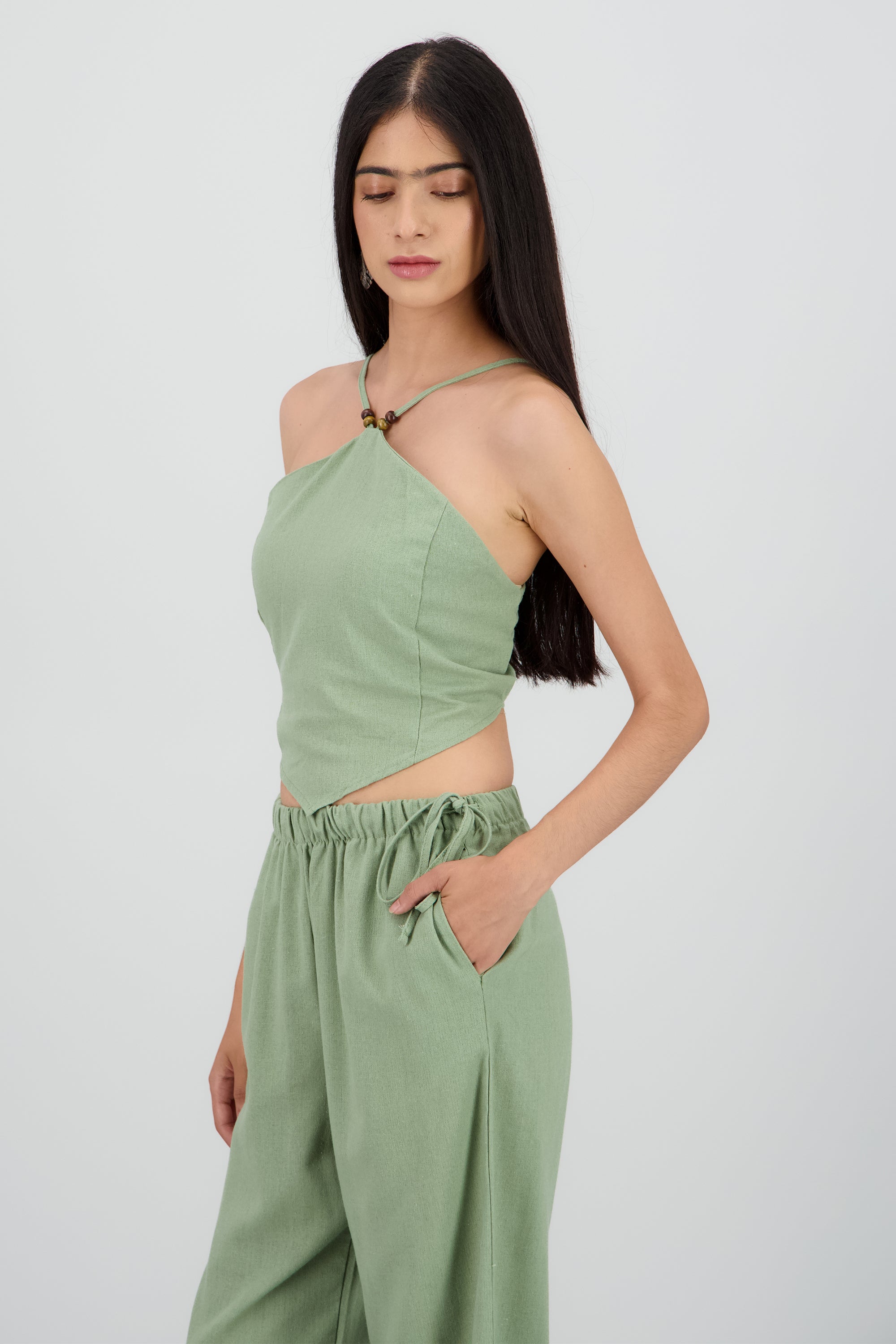 Top cuentas halter OLIVO