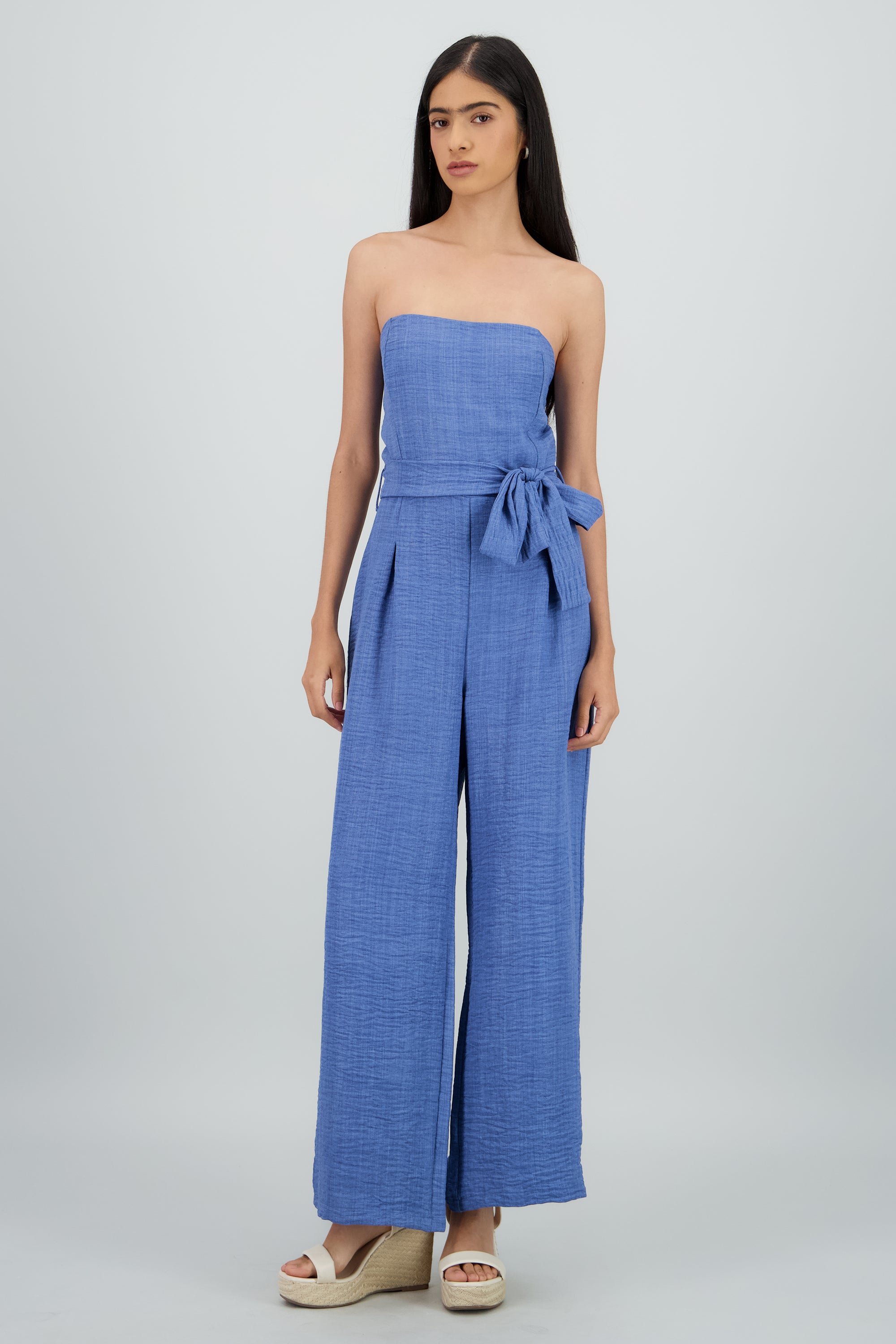 Jumpsuit strapples ligero detalle lazo INDIGO