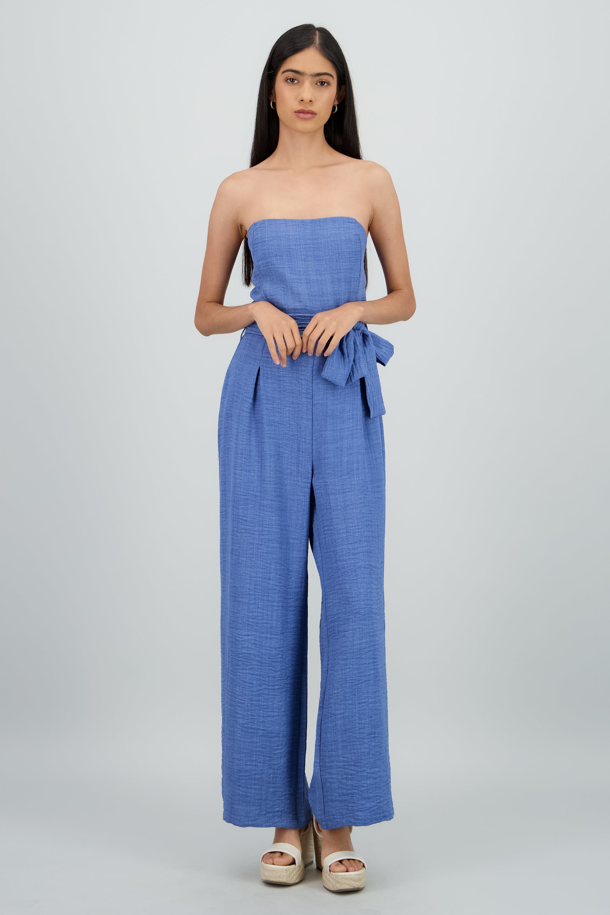Jumpsuit strapples ligero detalle lazo INDIGO