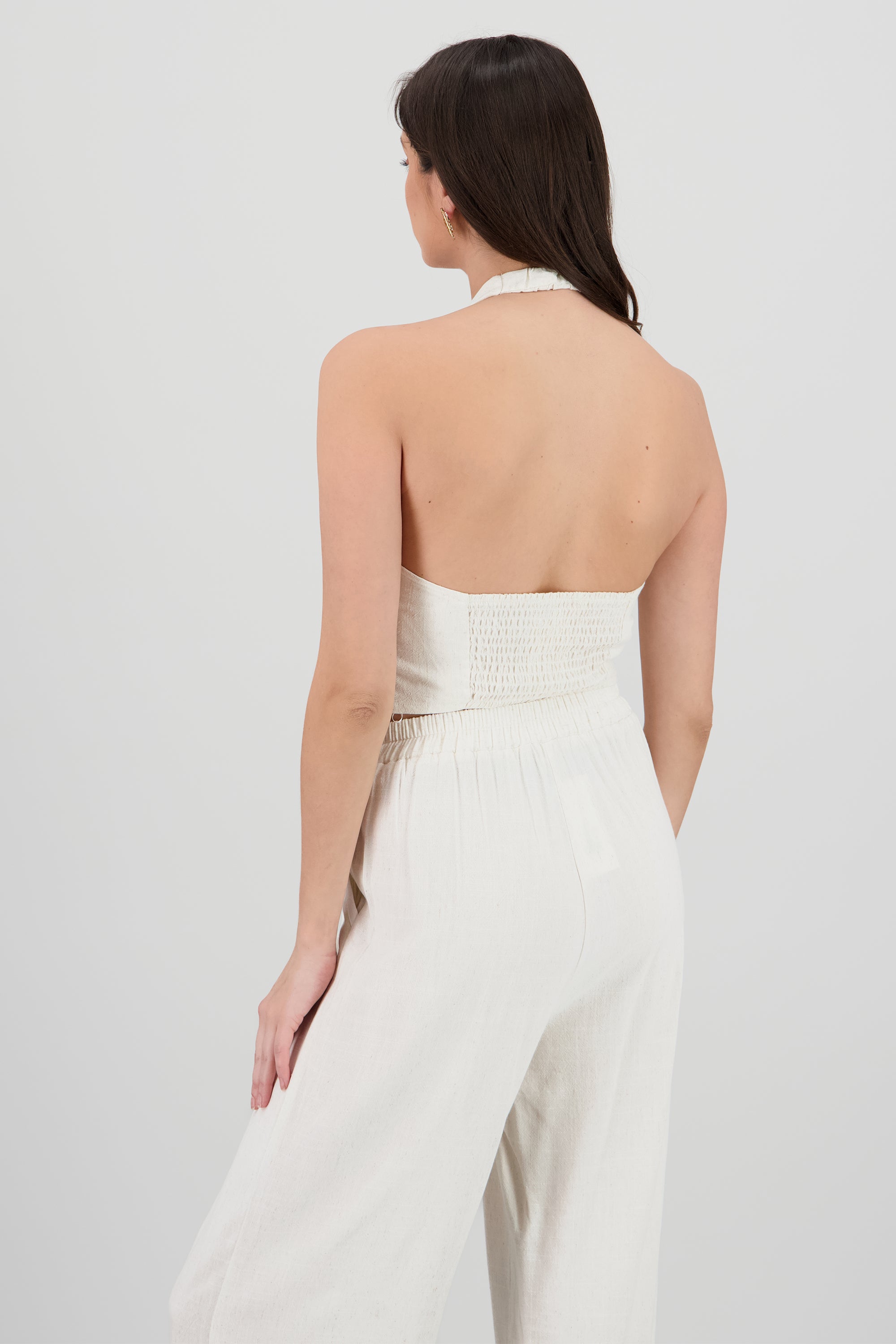 Chaleco halter botones HUESO
