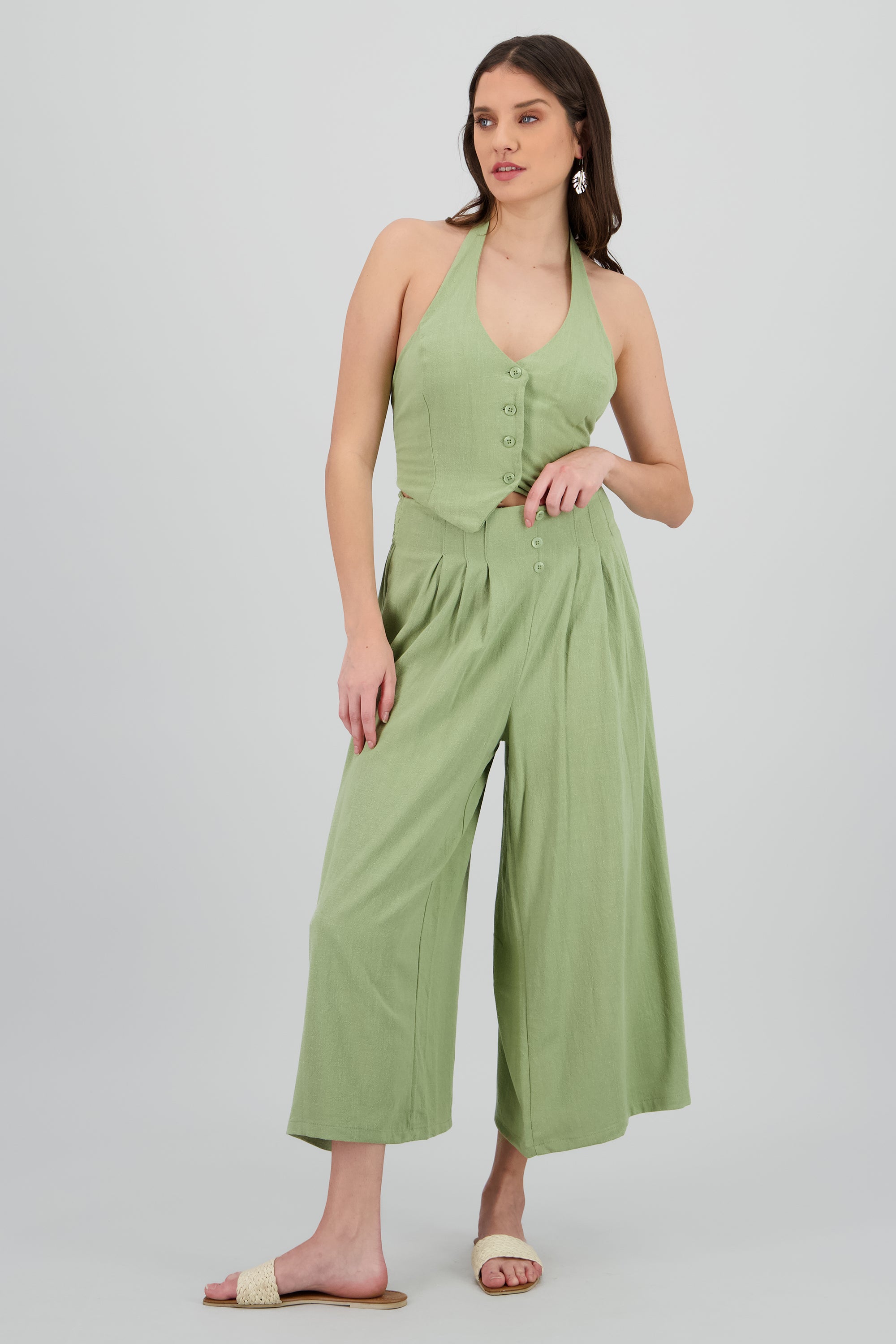 Pantalon 2 pinzas amplio OLIVO