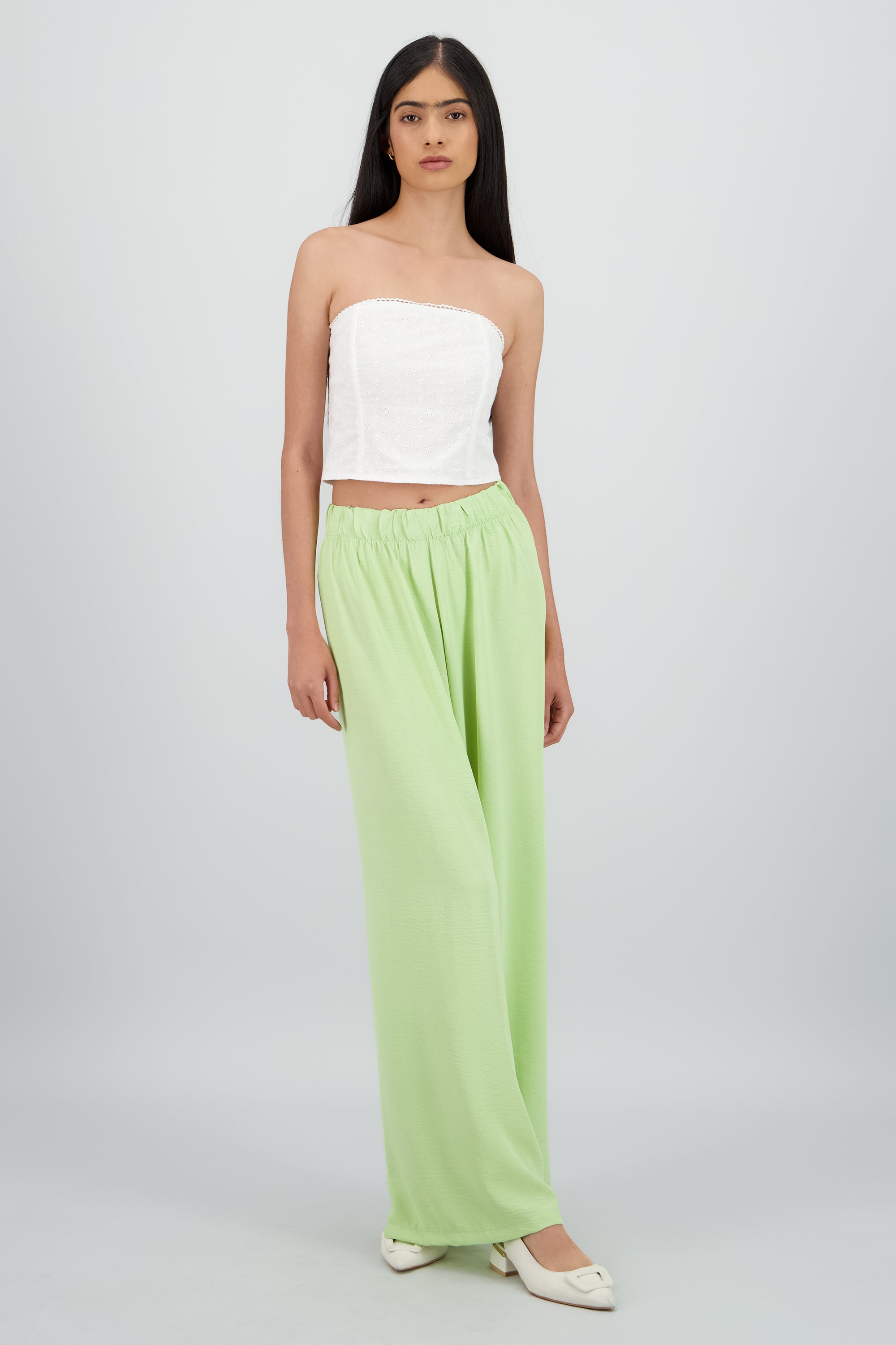 Pantalon detalle resorte fluido VERDE