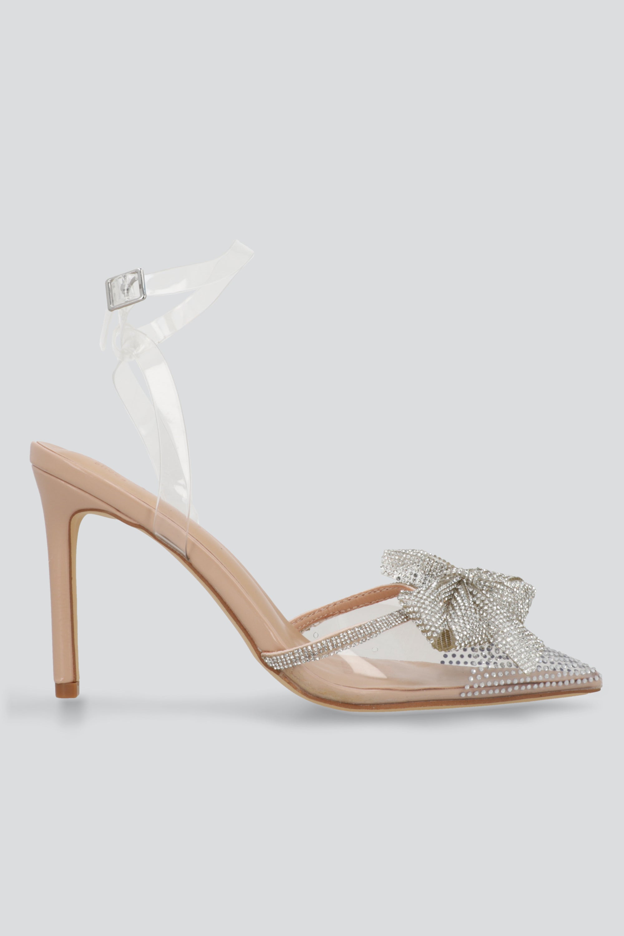 Tacon pointy transparente brillos moño