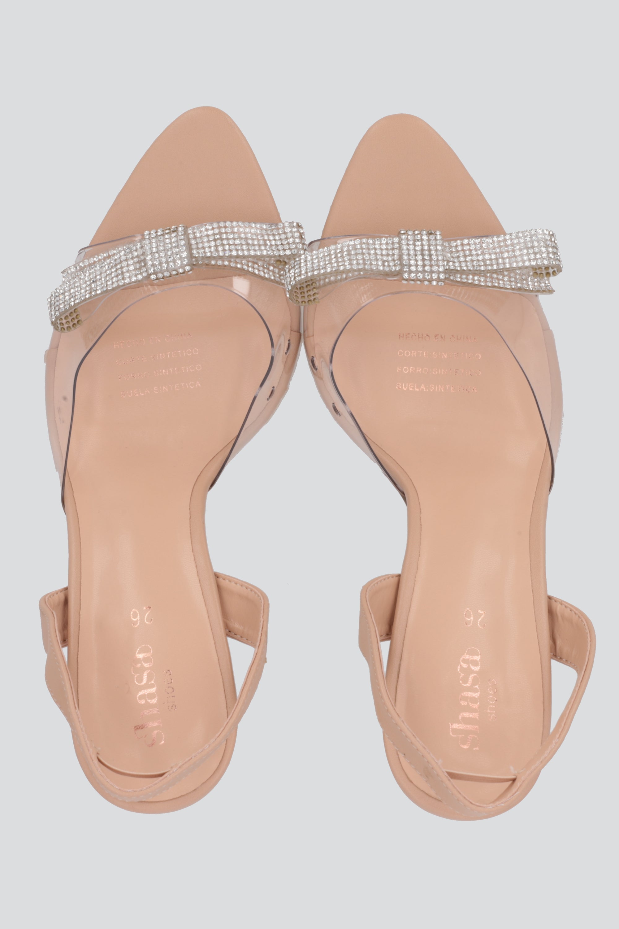 Tacon peep toe transparente moño NUDE