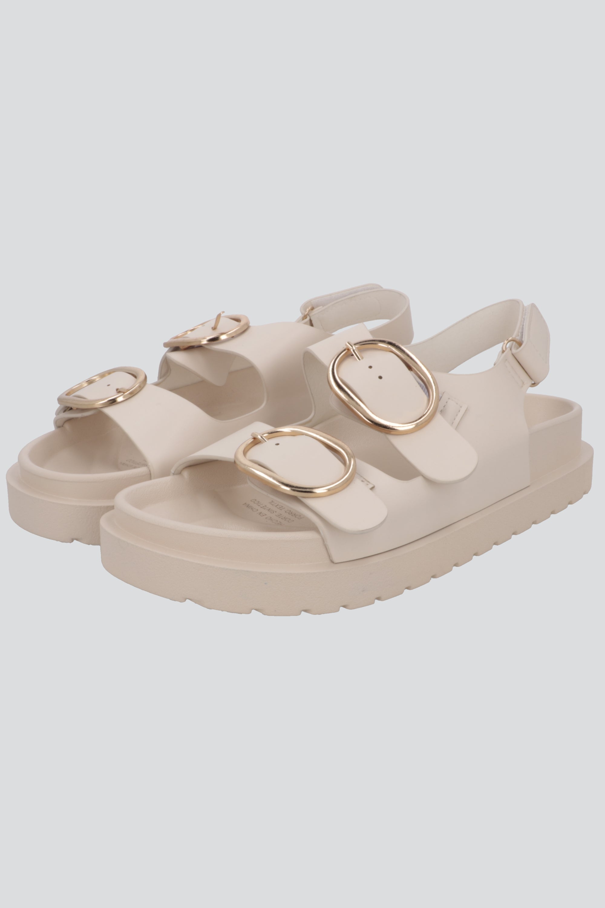 Sandalia tiras chunky hebillas HUESO