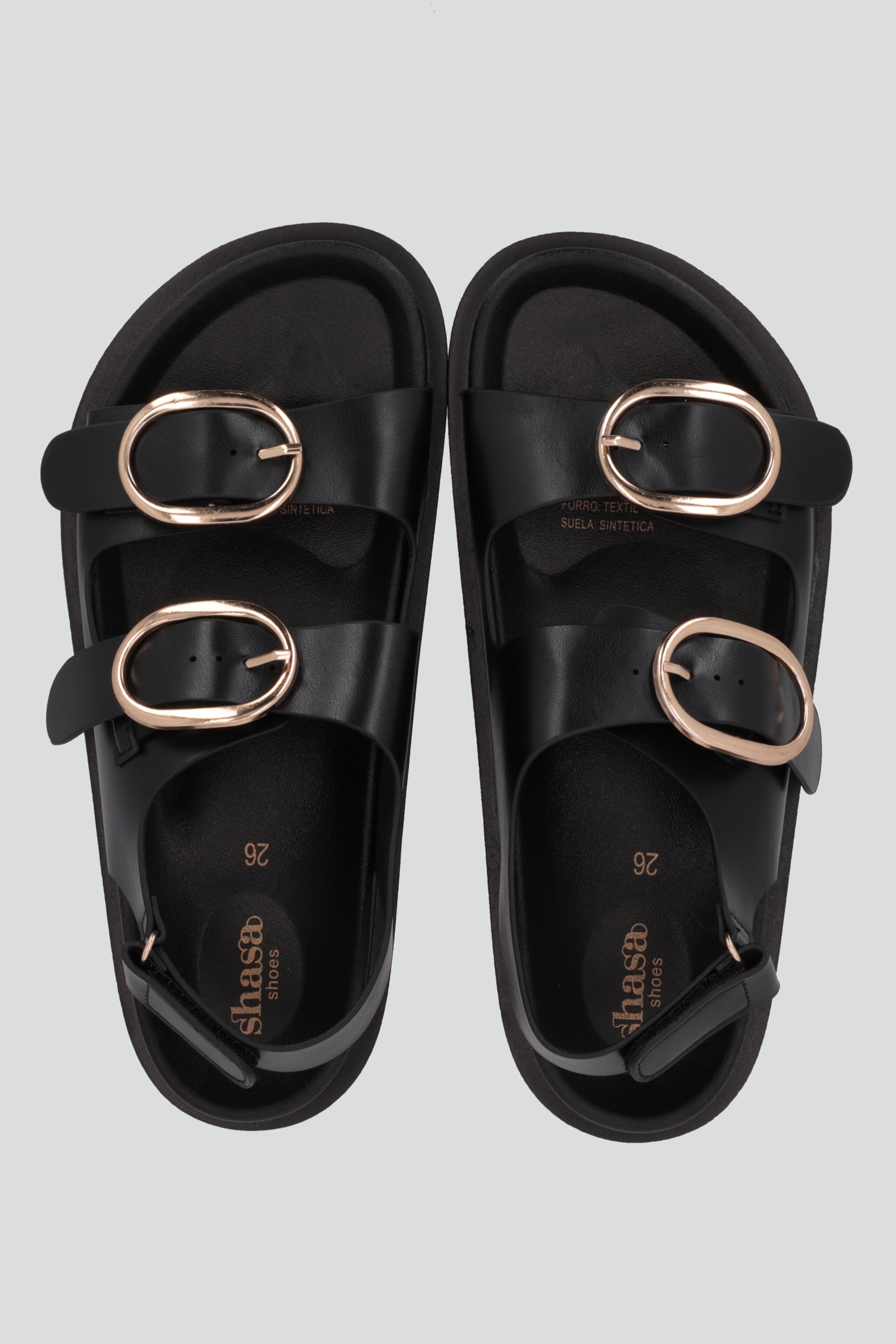 Sandalia tiras chunky hebillas NEGRO