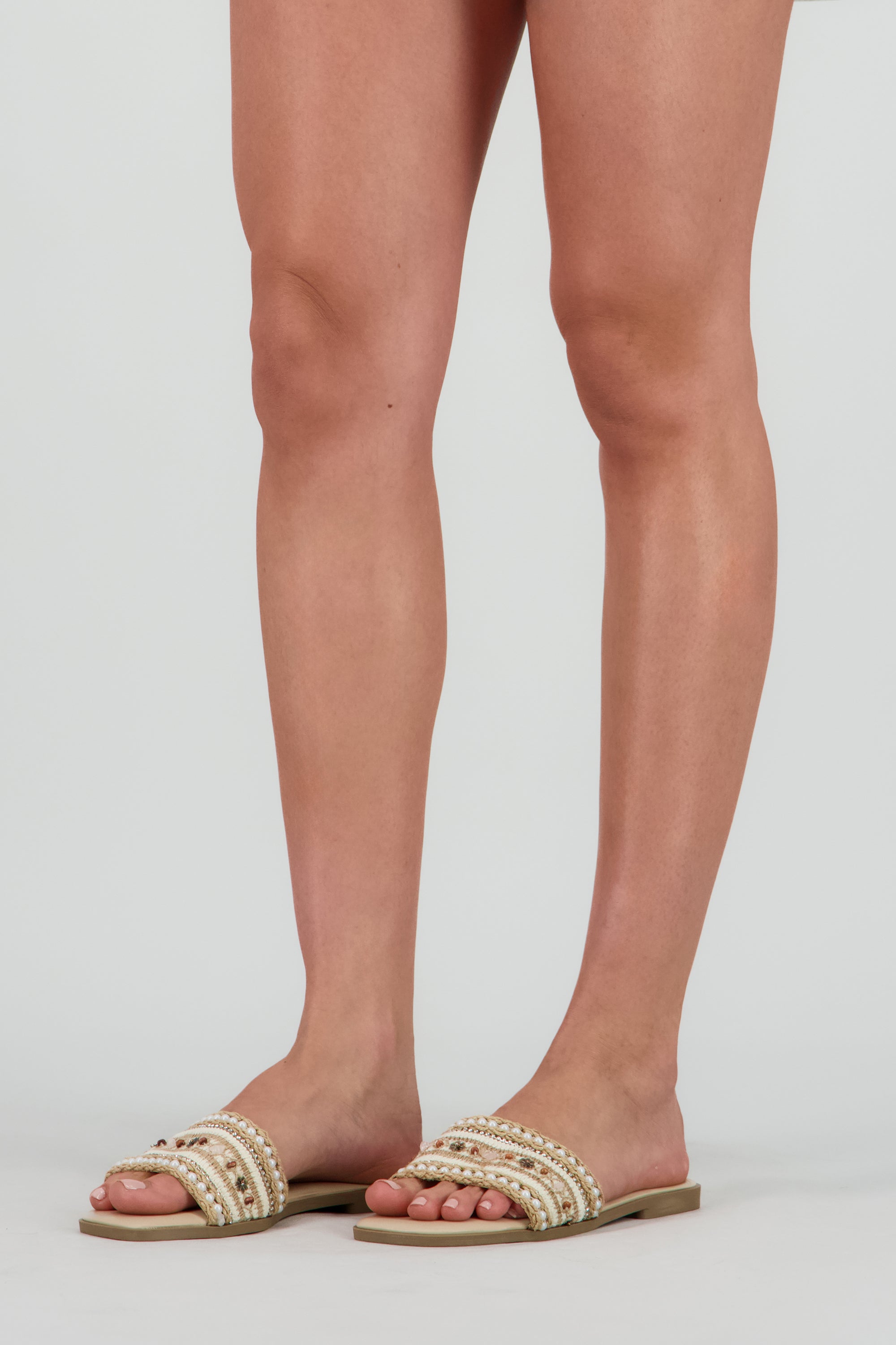 Sandalia mula tejido mix NUDE