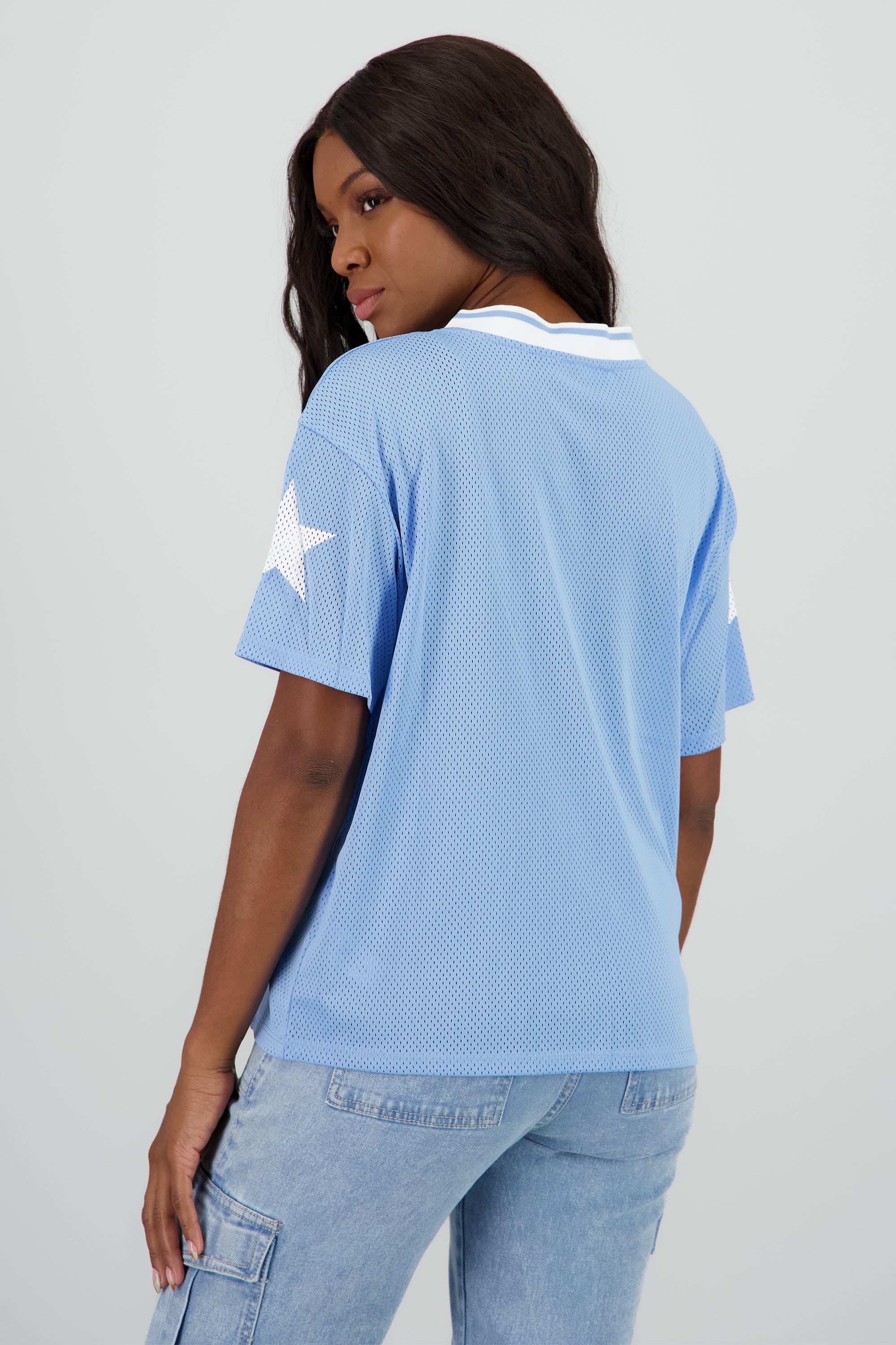 Playera over estampado numero AZUL CIELO