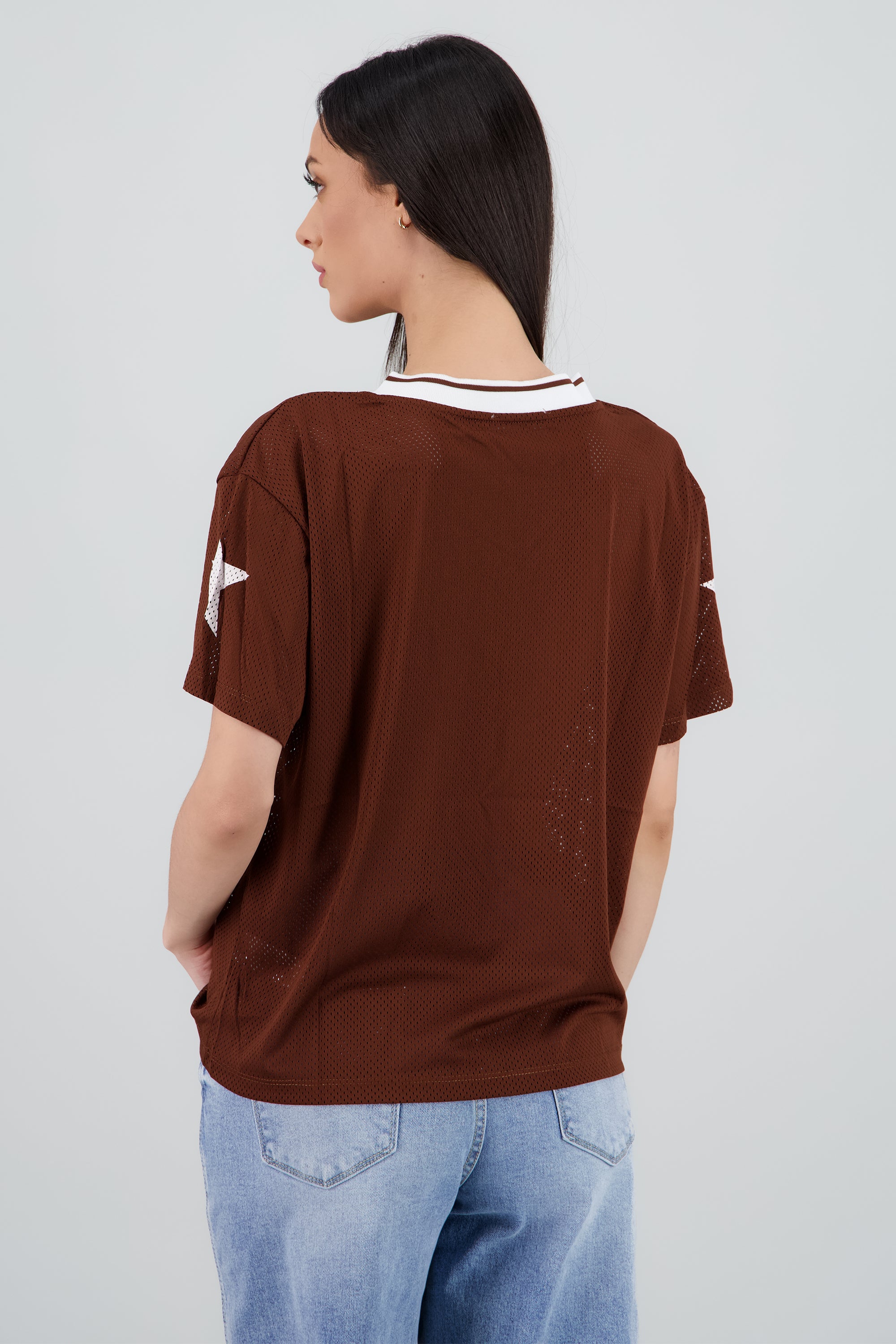 Playera over estampado numero CAFE COMBO