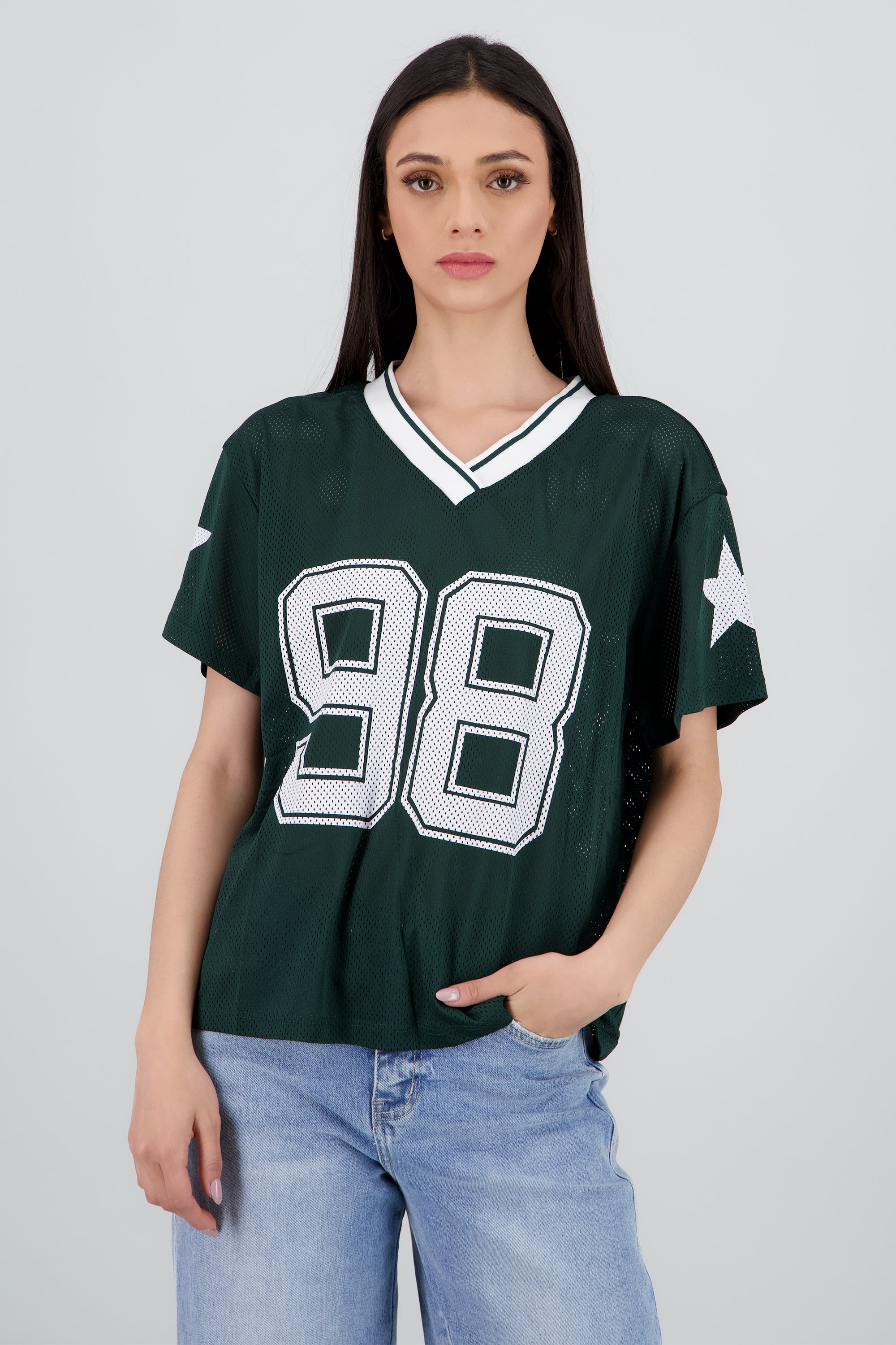 Playera over estampado numero VERDE COMBO