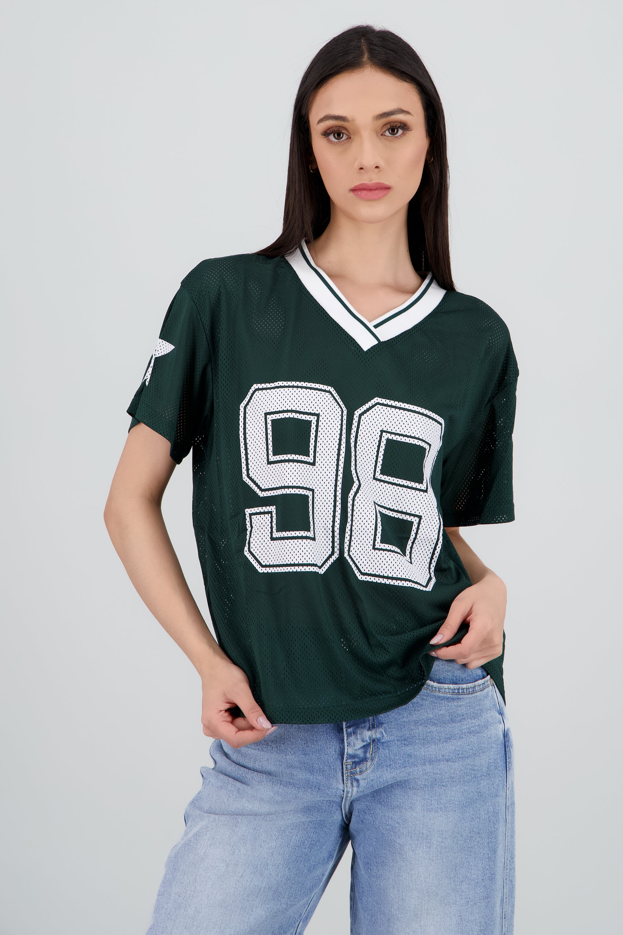 Playera over estampado numero VERDE COMBO