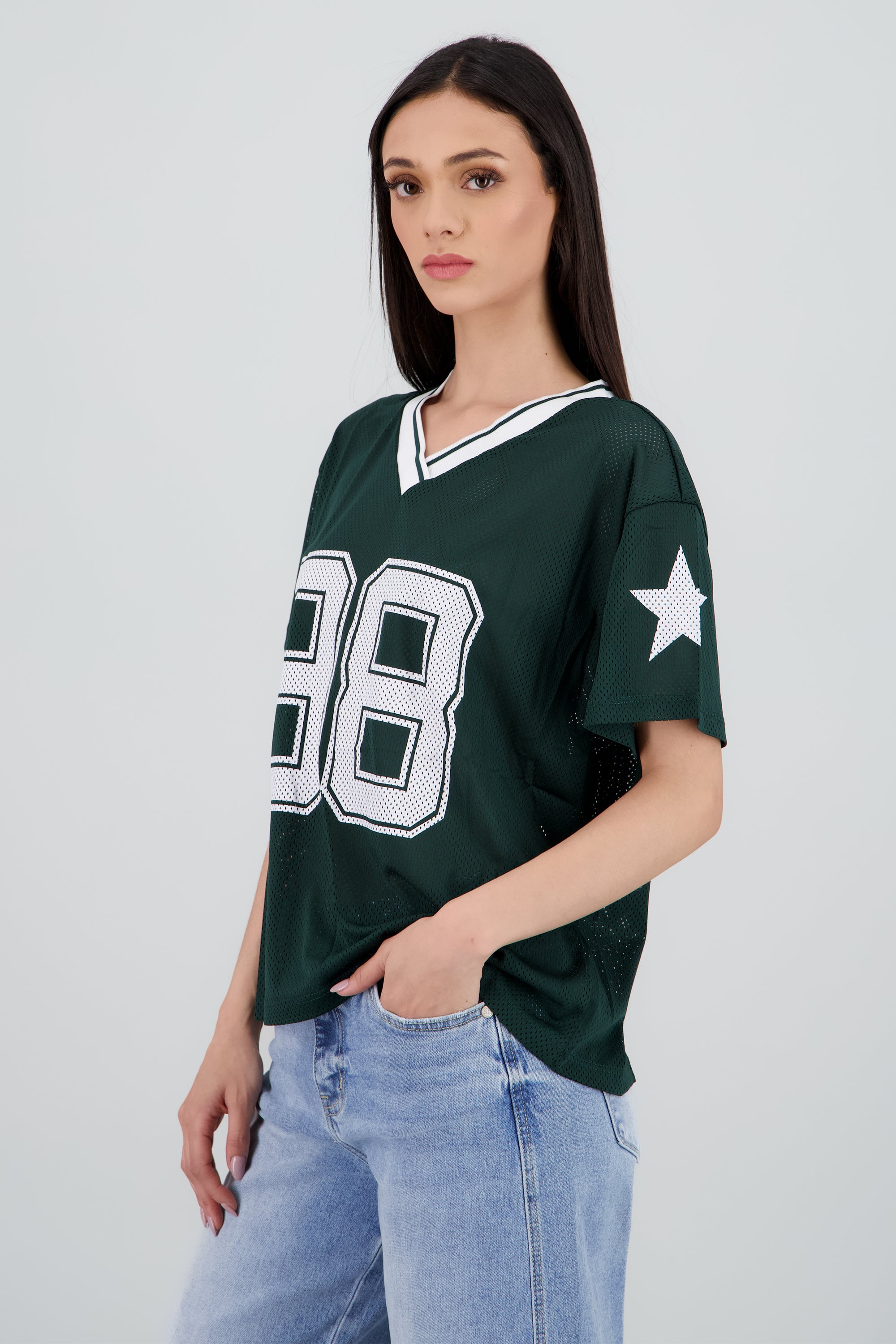Playera over estampado numero VERDE COMBO