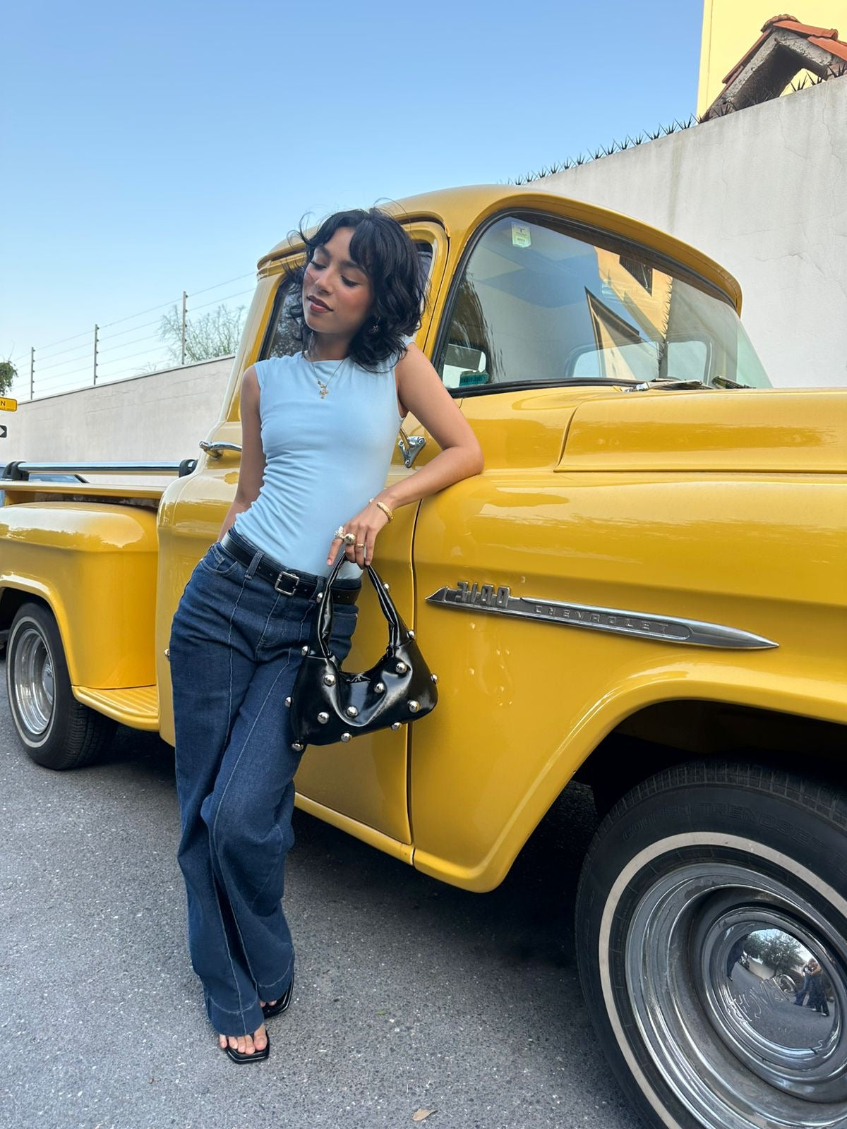 Body liso manga casquillo AZUL PASTEL