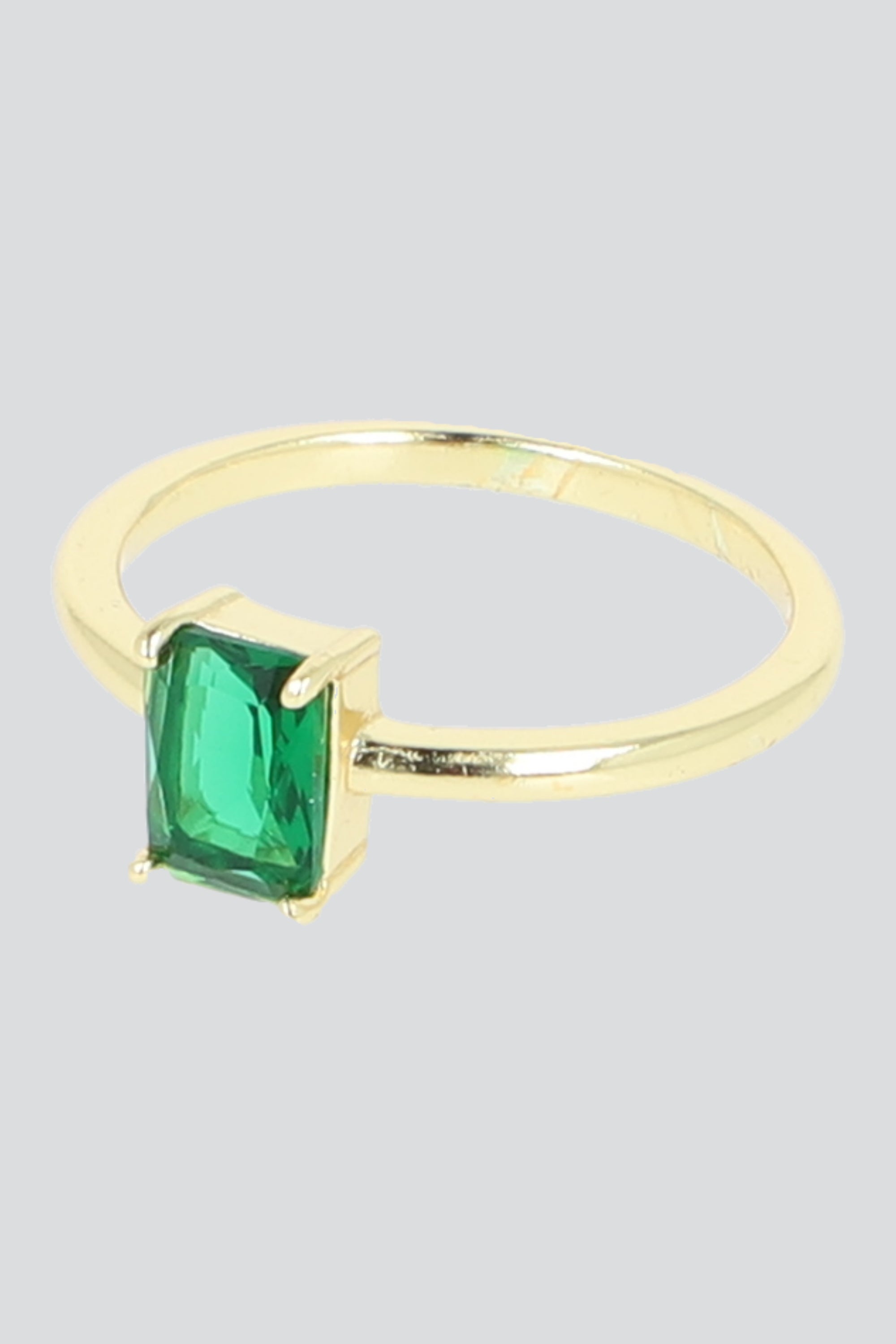 ANILLO CUADRO CRISTAL PQ VERDE CAZADOR
