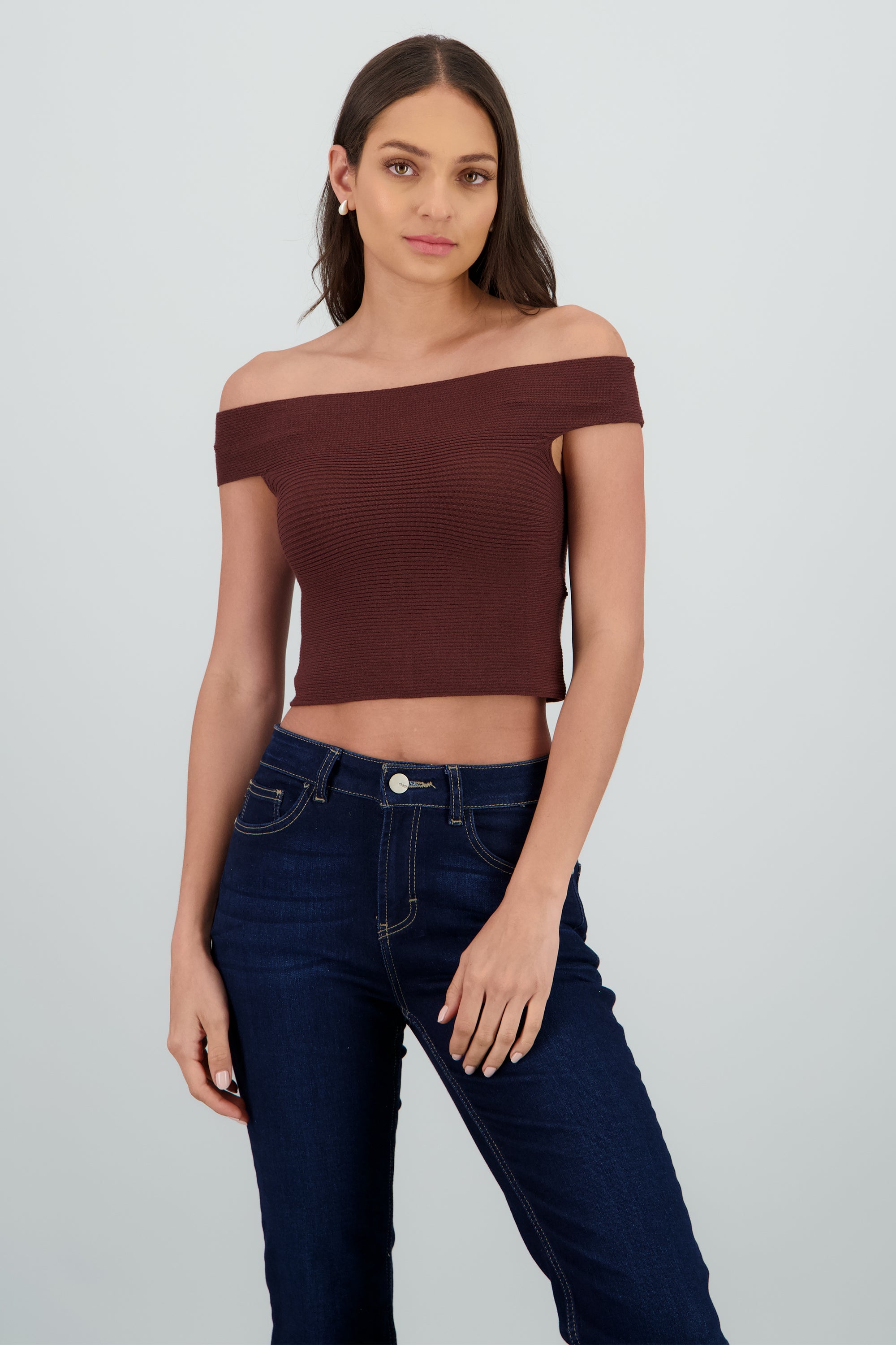 Top off shoulder tejido CHOCOLATE