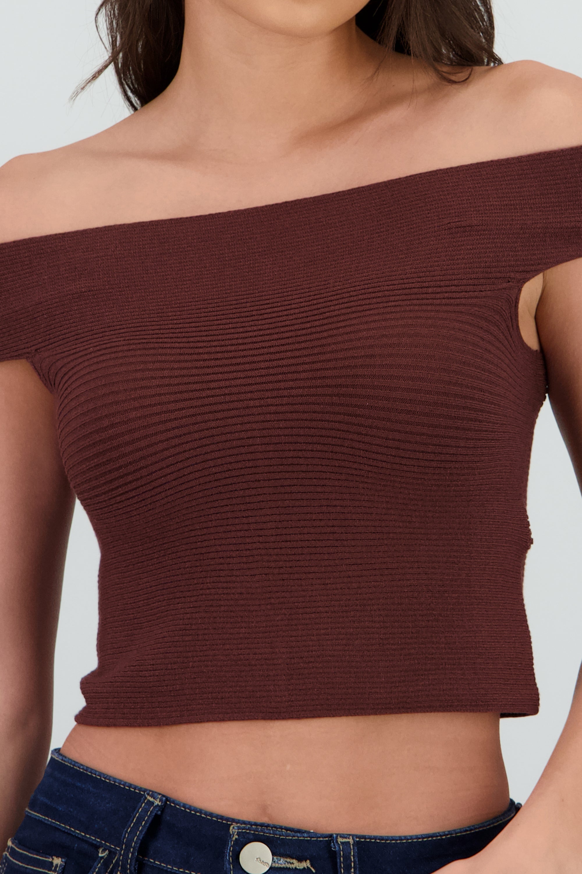 Top off shoulder tejido CHOCOLATE