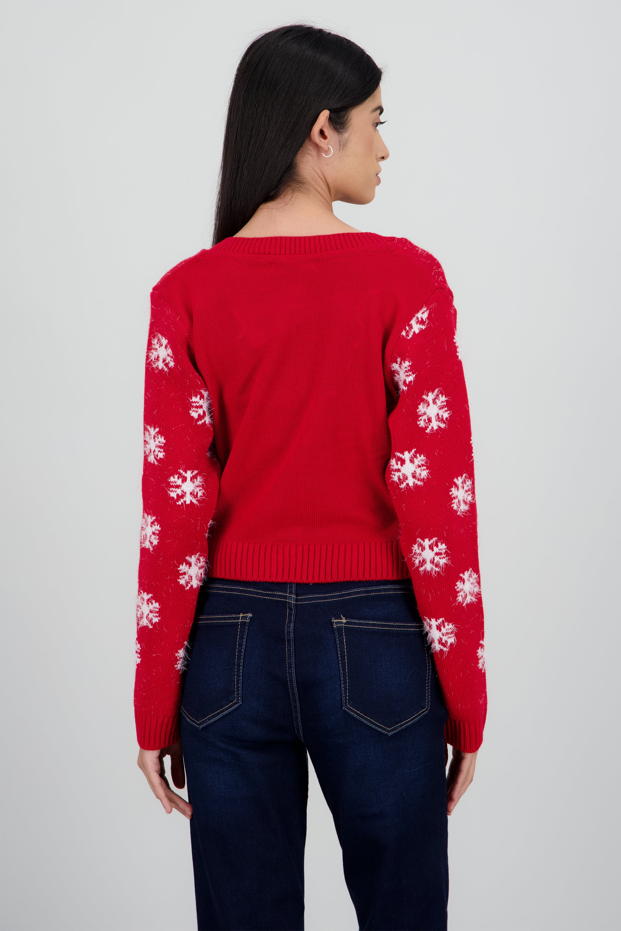Cardigan cuello v copos ROJO
