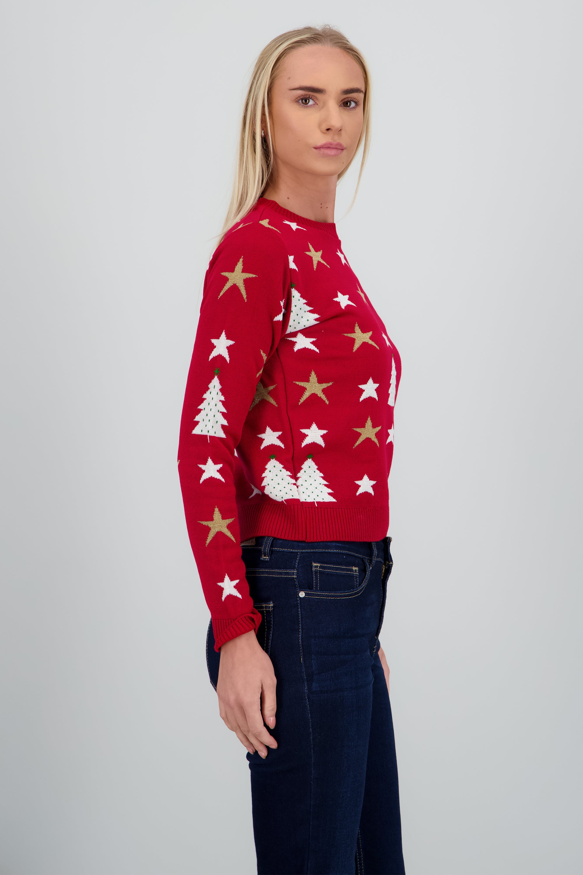 Sueter arbol navidad con estrellas ROJO
