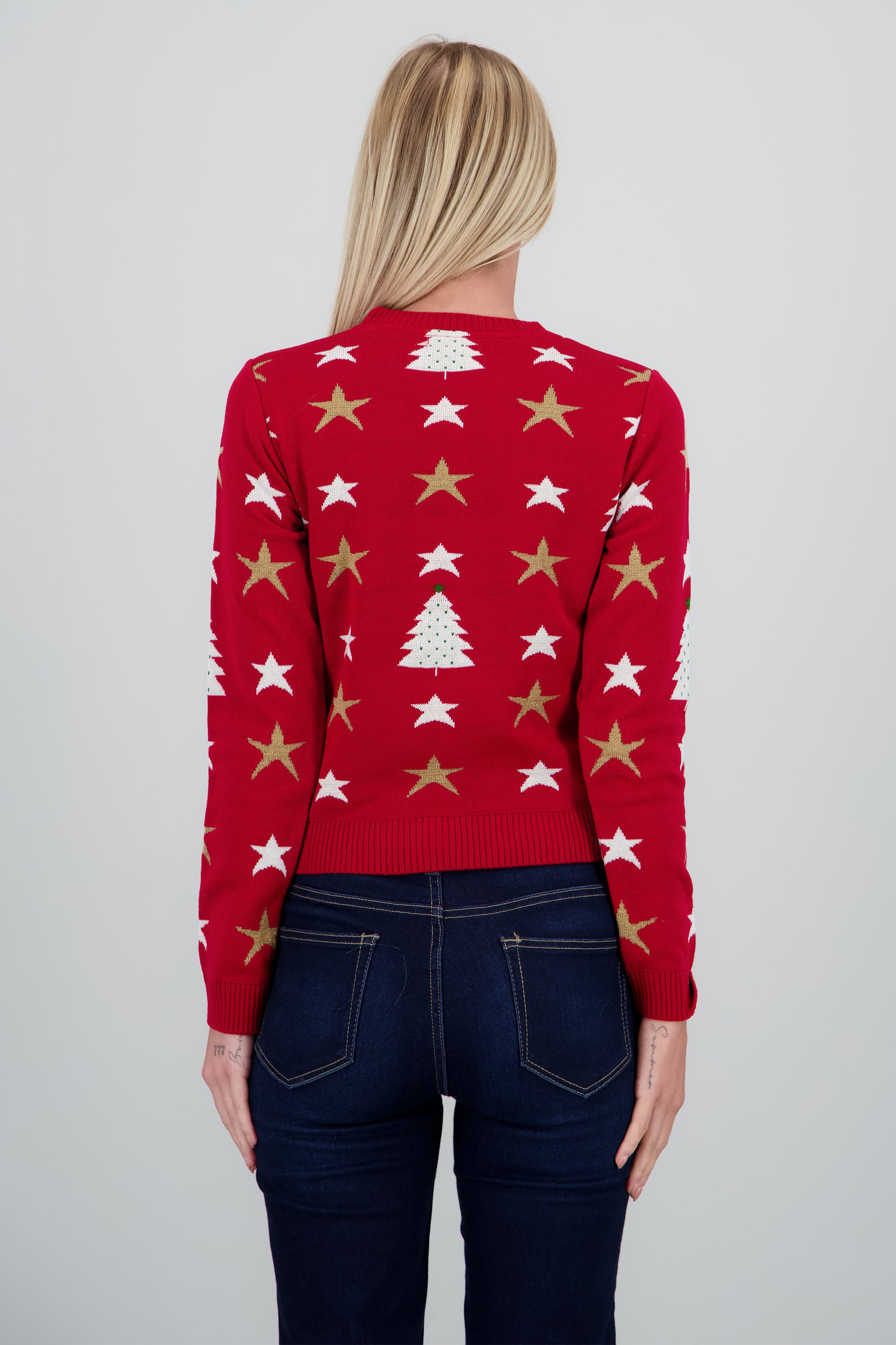 Sueter arbol navidad con estrellas ROJO