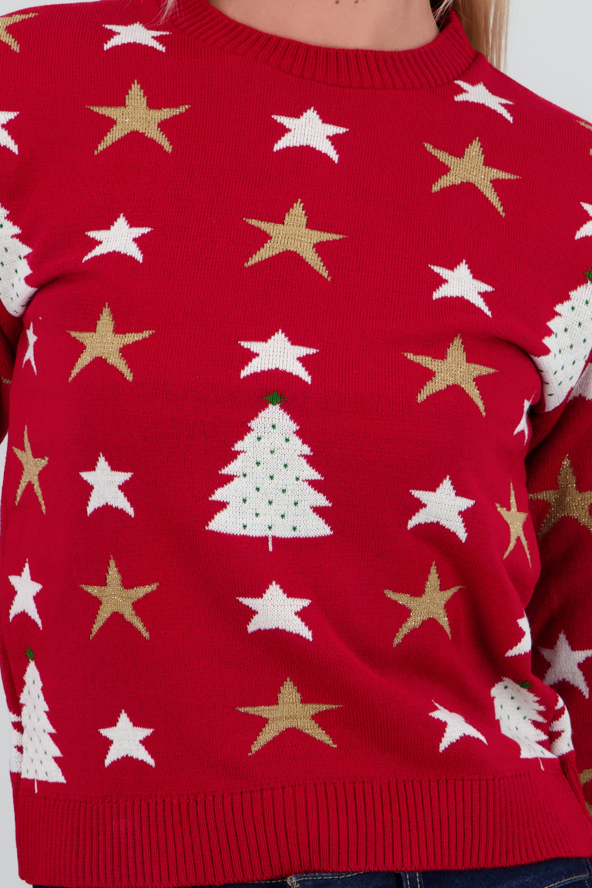 Sueter arbol navidad con estrellas ROJO