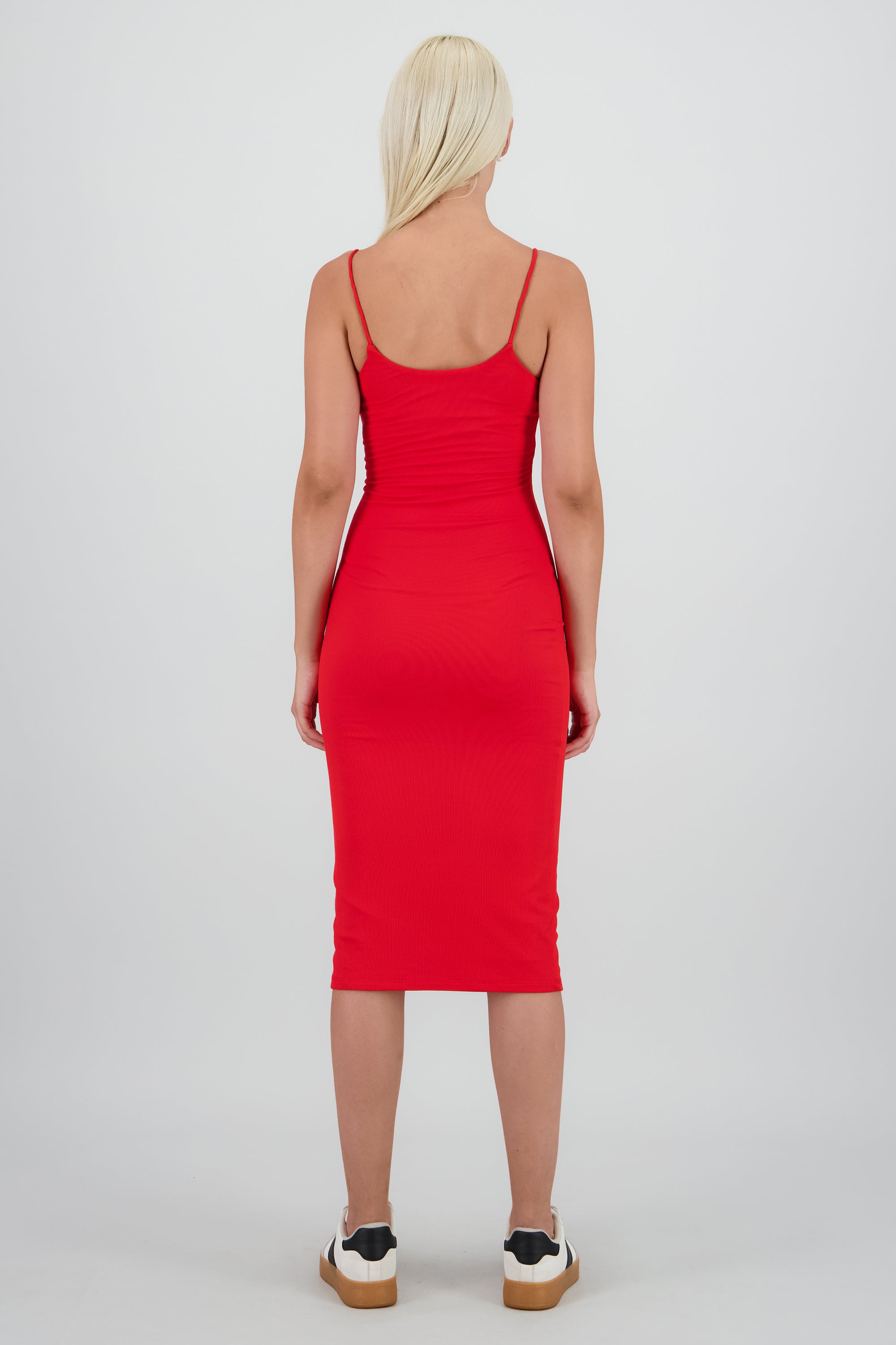 Vestido midi tirantes bodycon ROJO