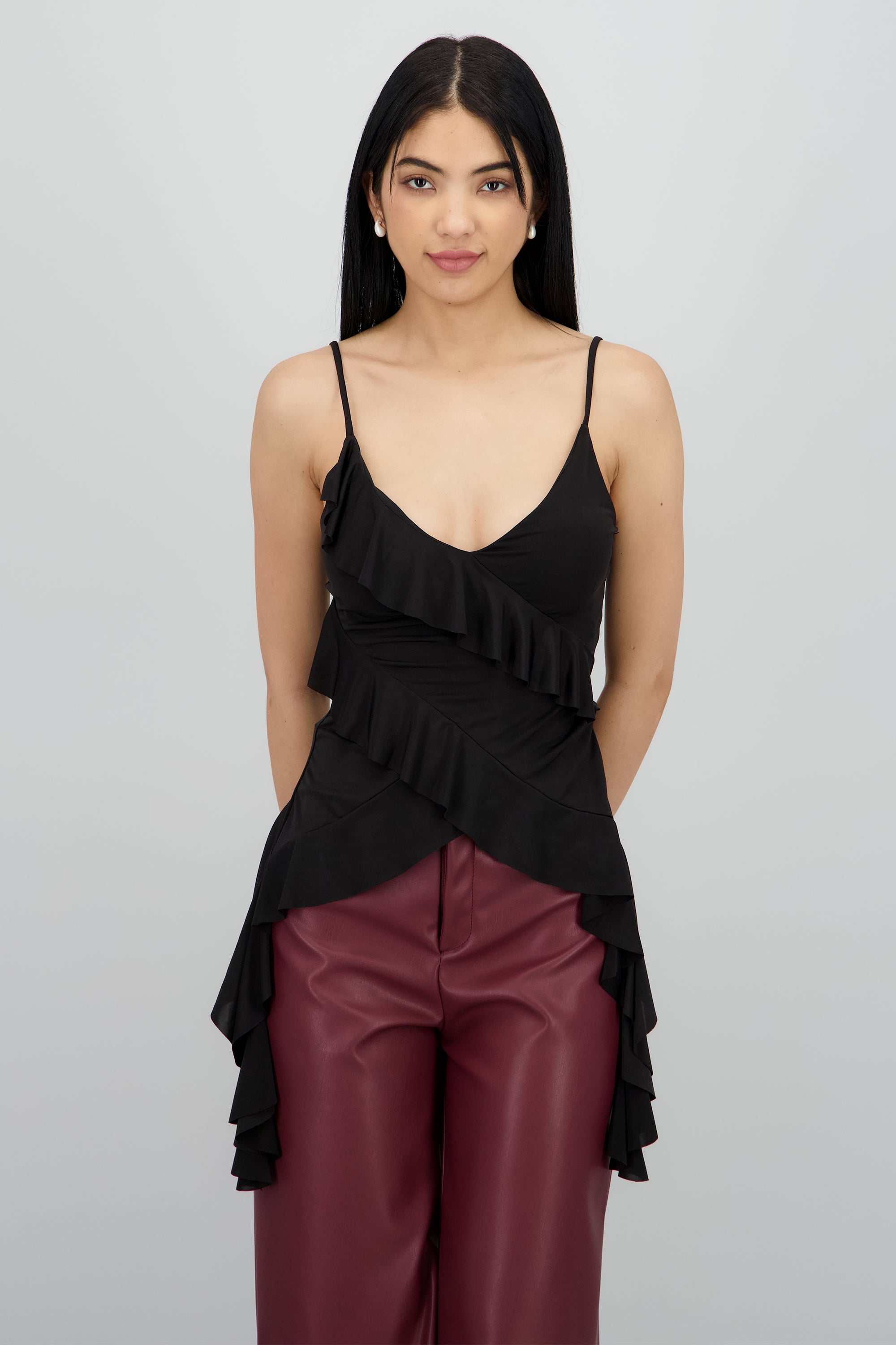 Top drapeado olanes NEGRO