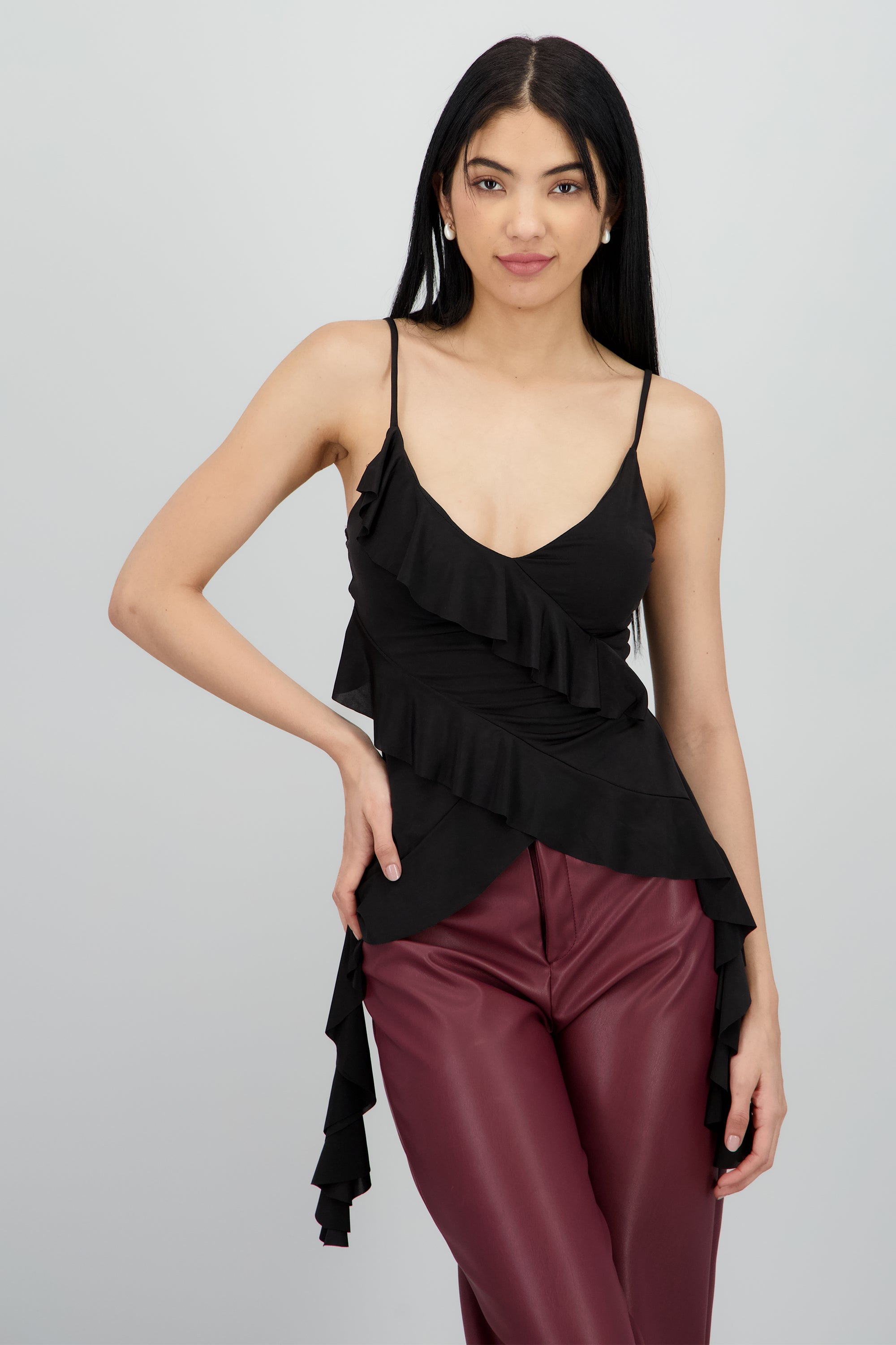 Top drapeado olanes NEGRO