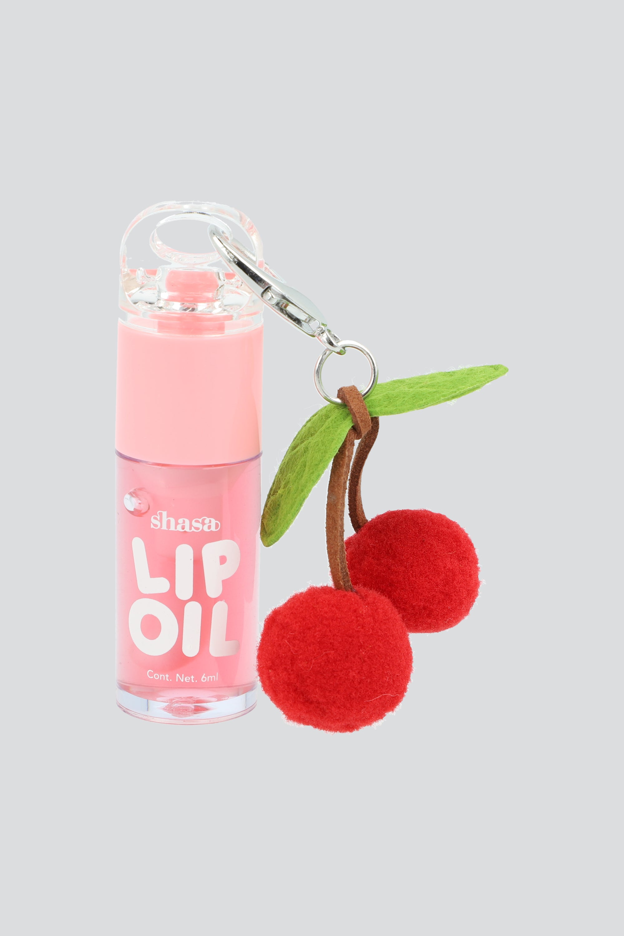 Lip oil charm cerezas pompon PALO DE ROSA