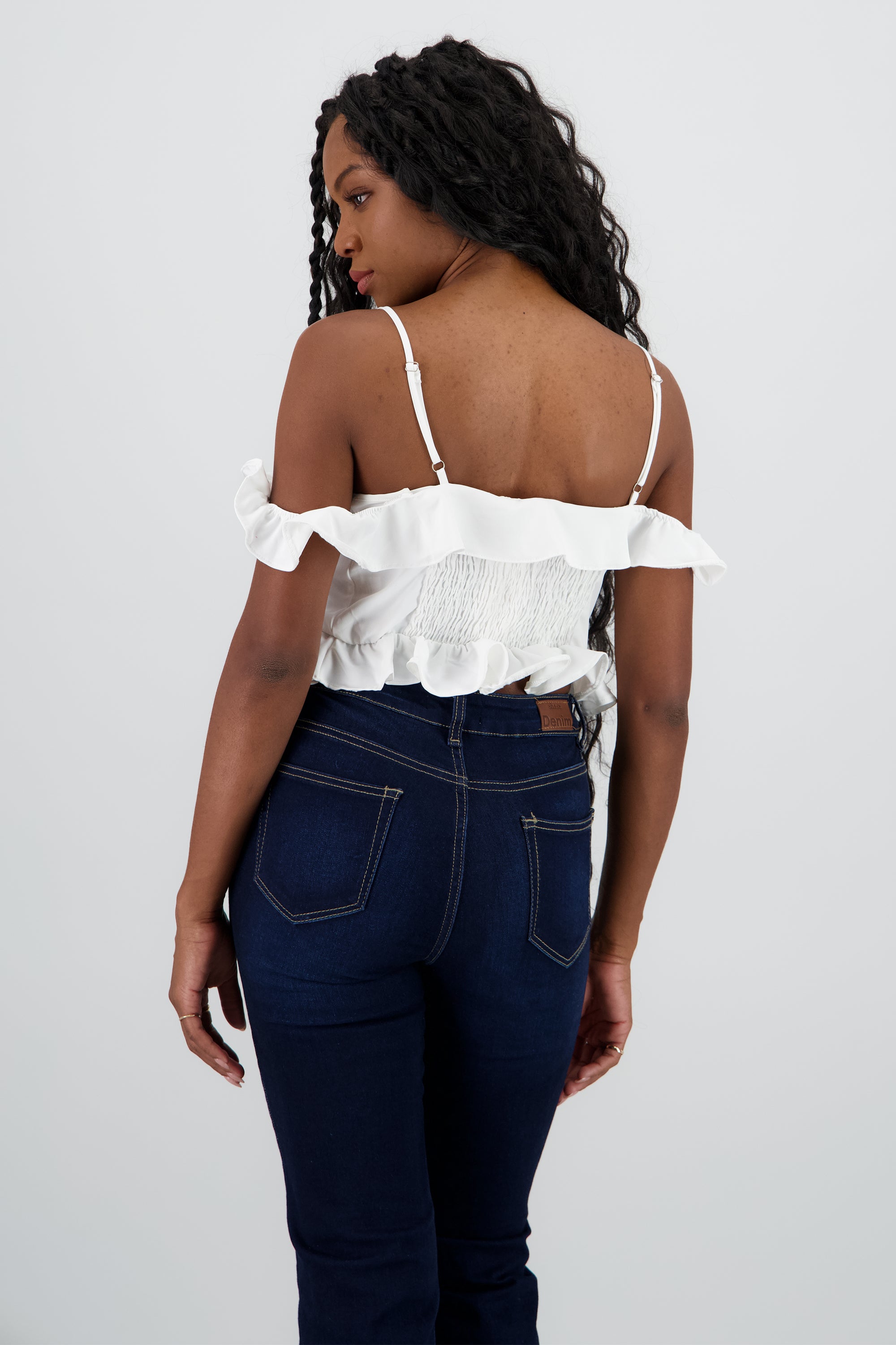 Blusa corta olanes tirantes BLANCO
