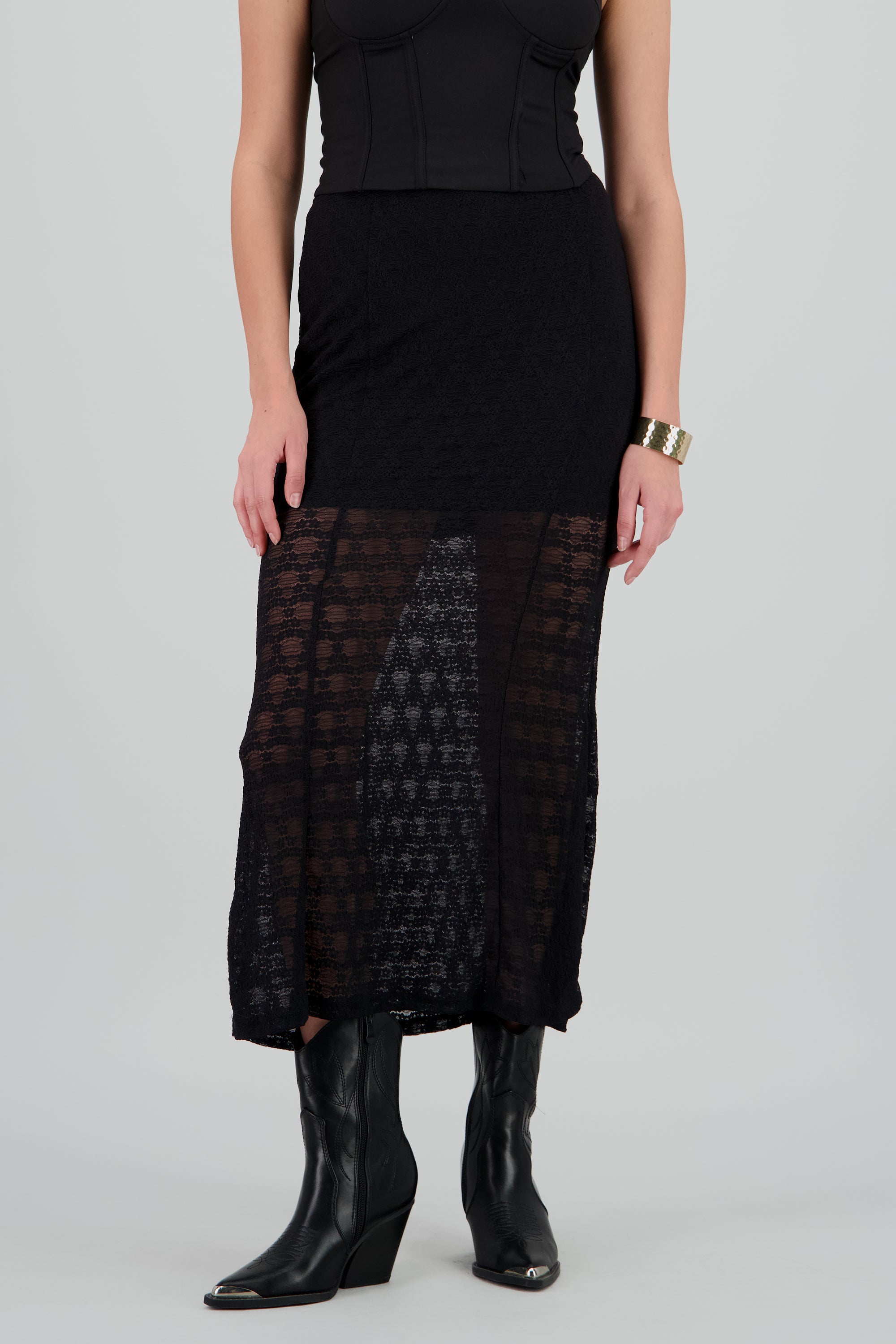 Falda maxi encaje NEGRO