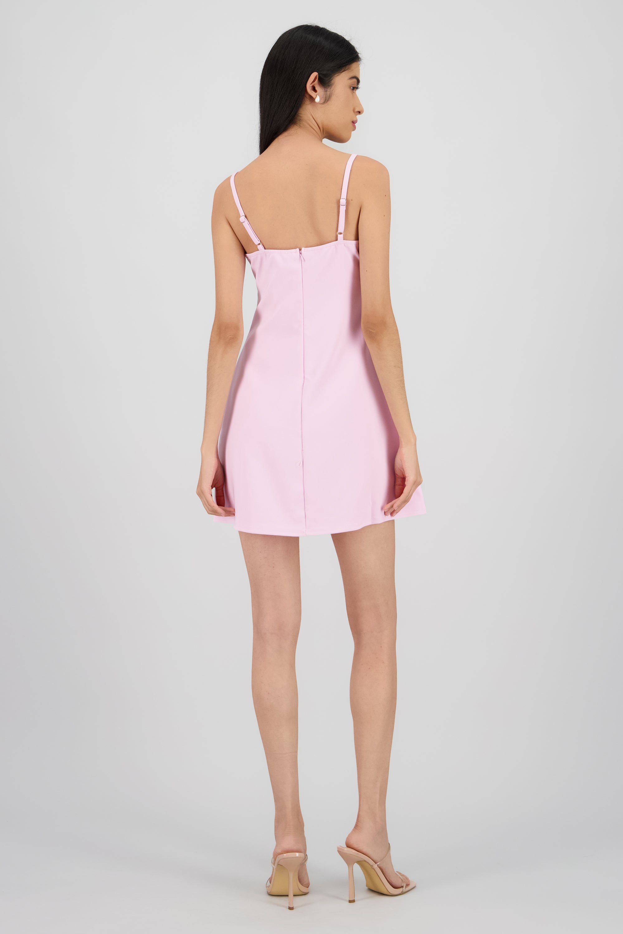 Vestido mini tirantes detalle moño ROSA