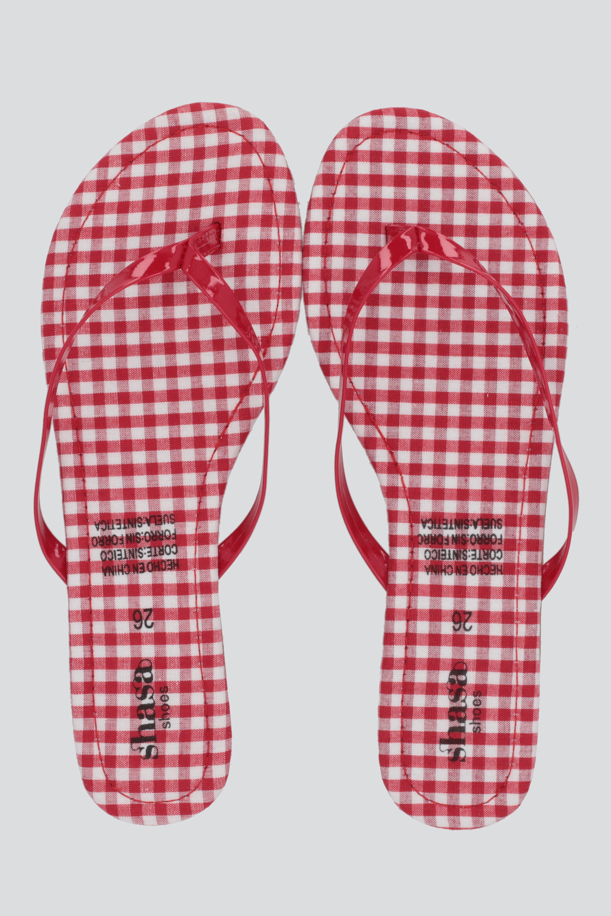 Flip flop gingham ROJO