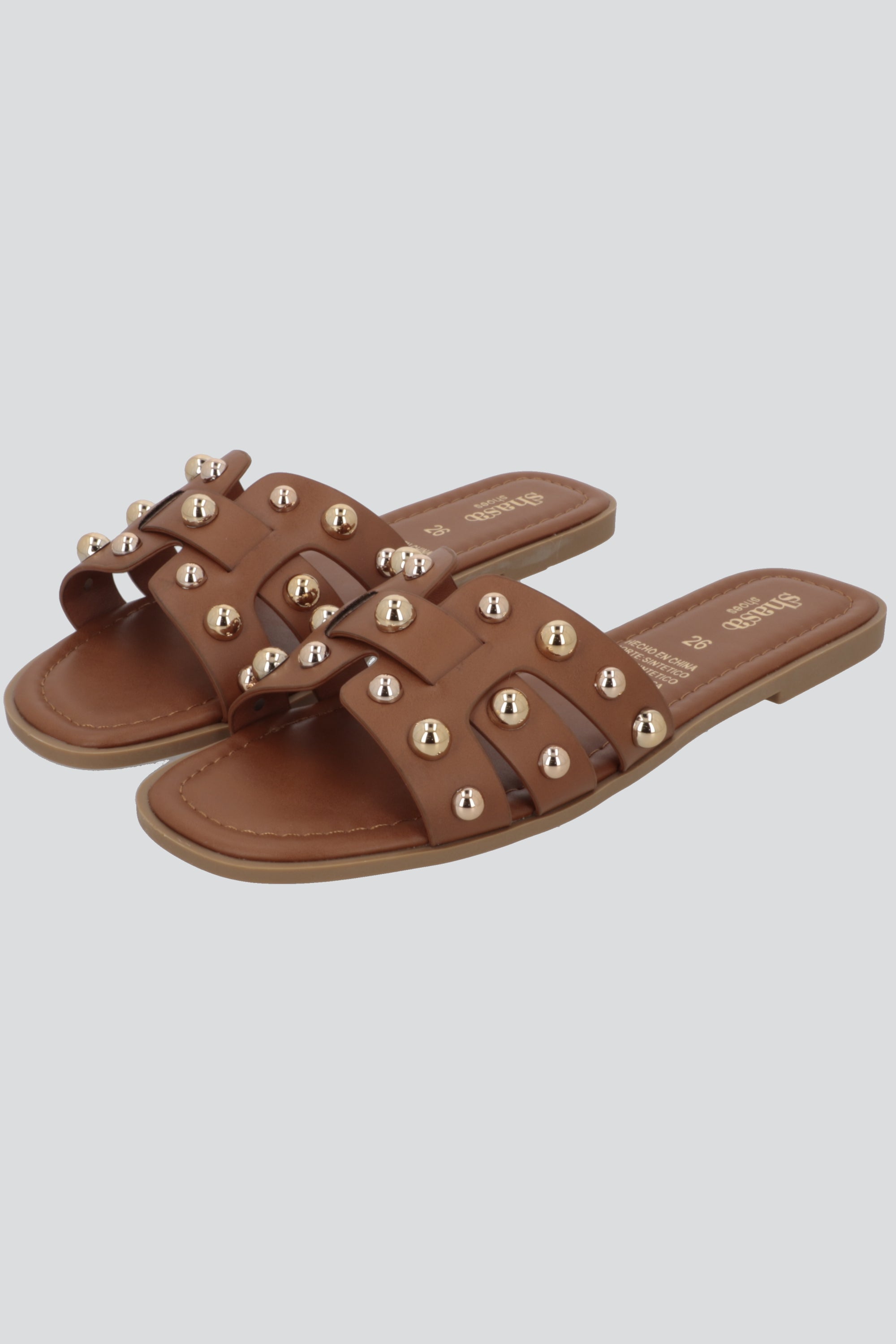 Sandalia greca mega studs CAMELLO