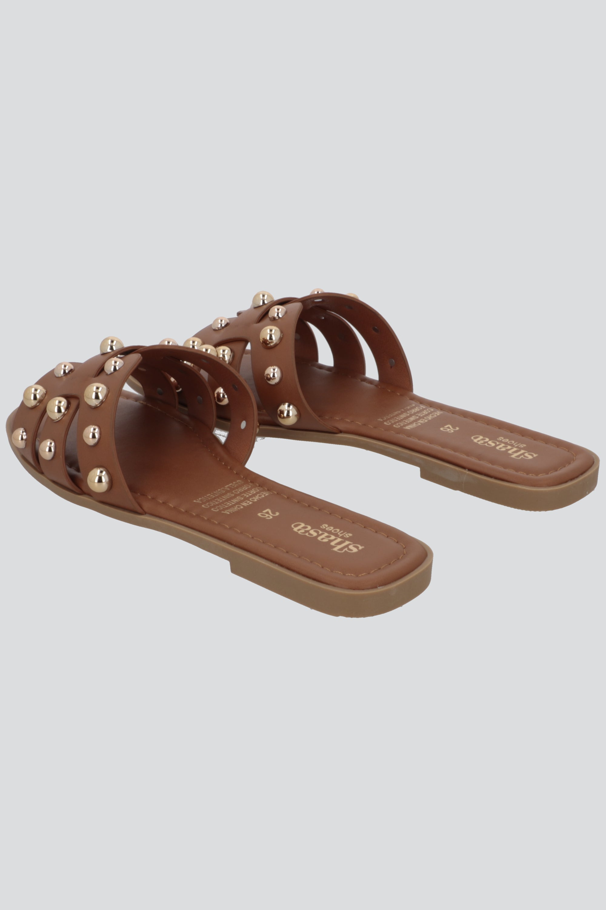 Sandalia greca mega studs CAMELLO