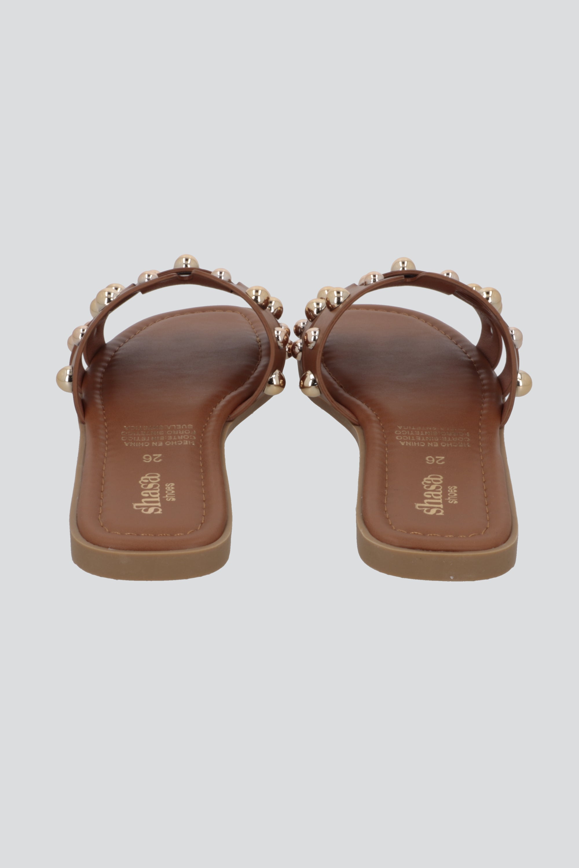 Sandalia greca mega studs CAMELLO