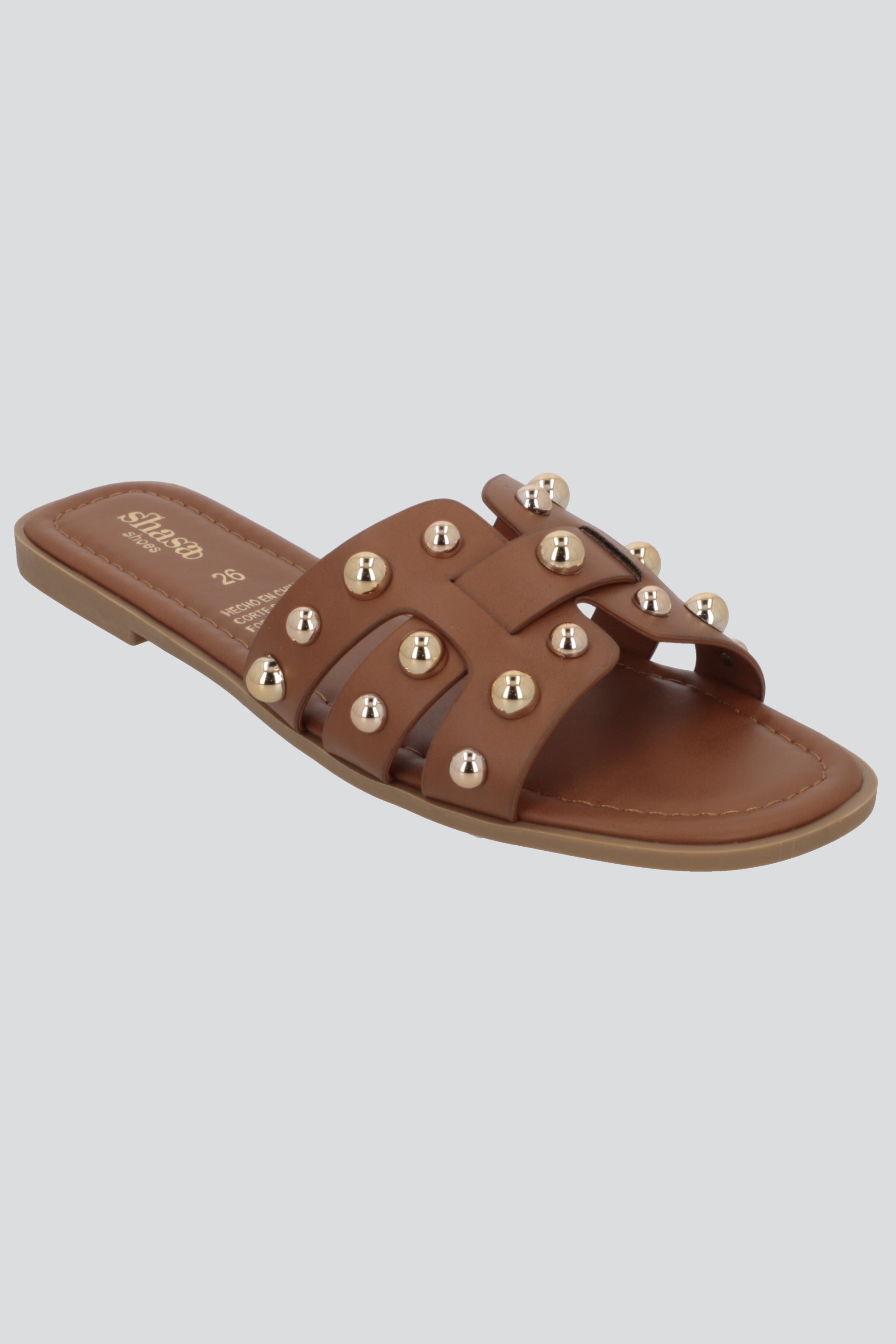 Sandalia greca mega studs CAMELLO