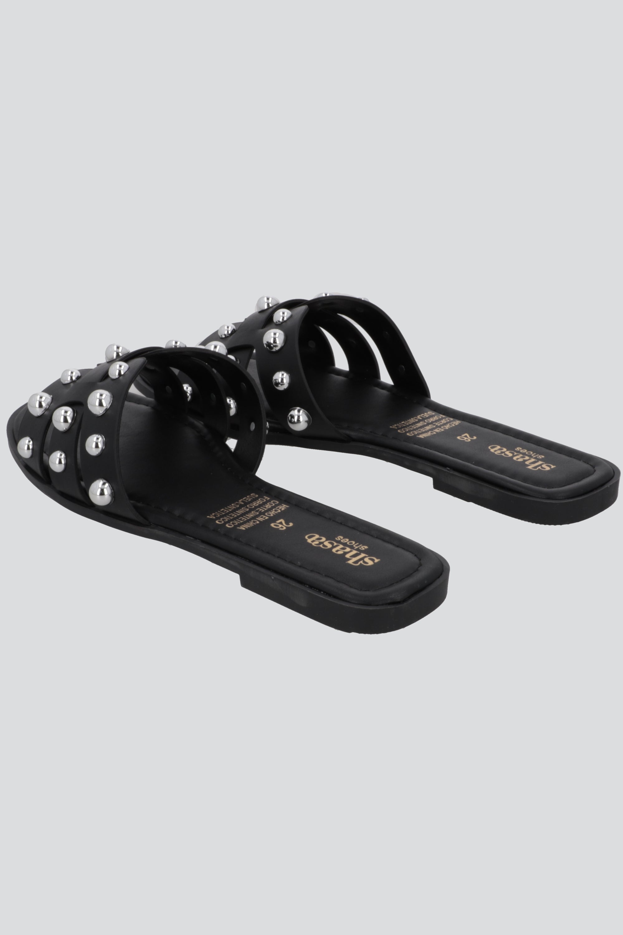 Sandalia greca mega studs NEGRO