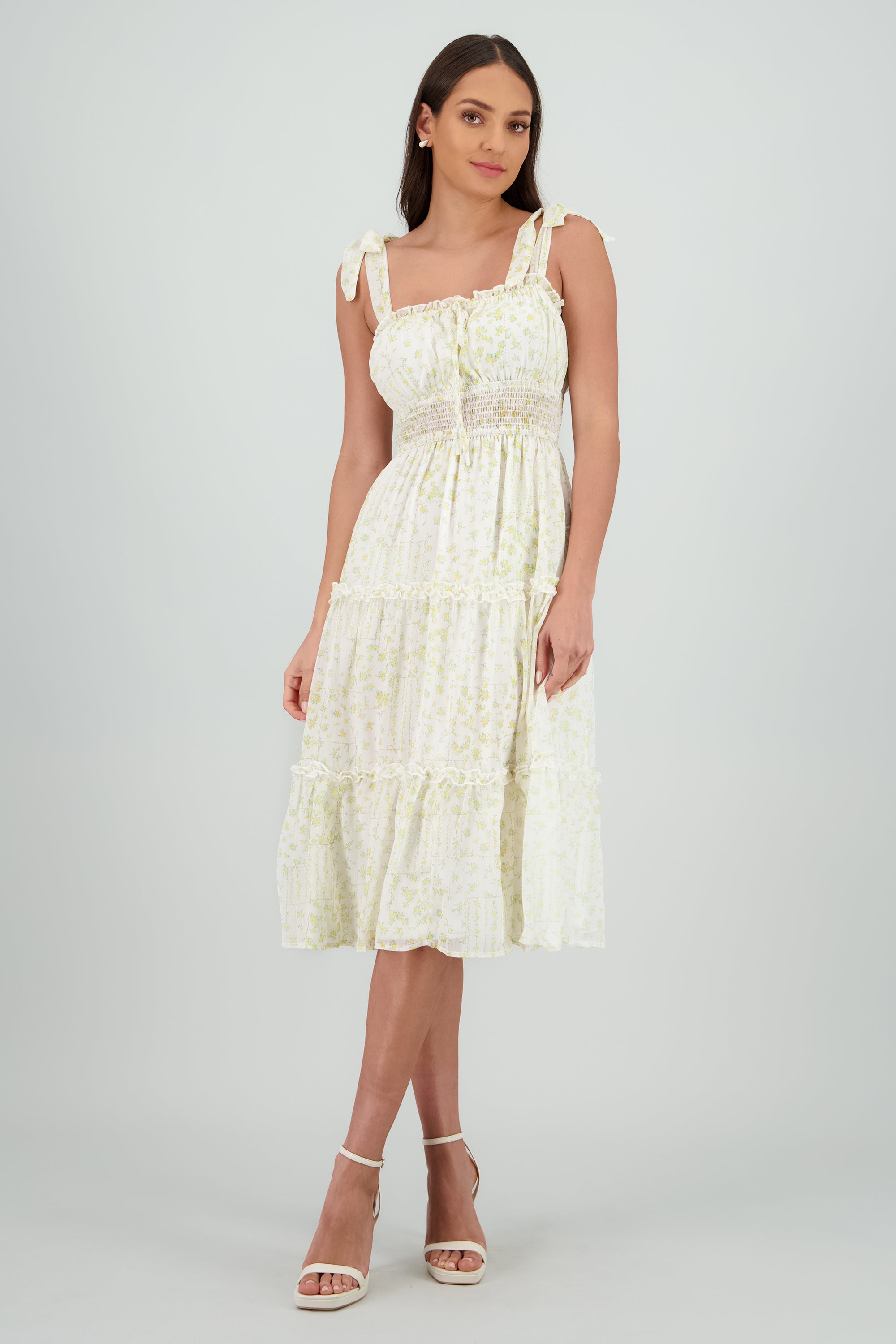 Vestido maxi estampado flores AMARILLO