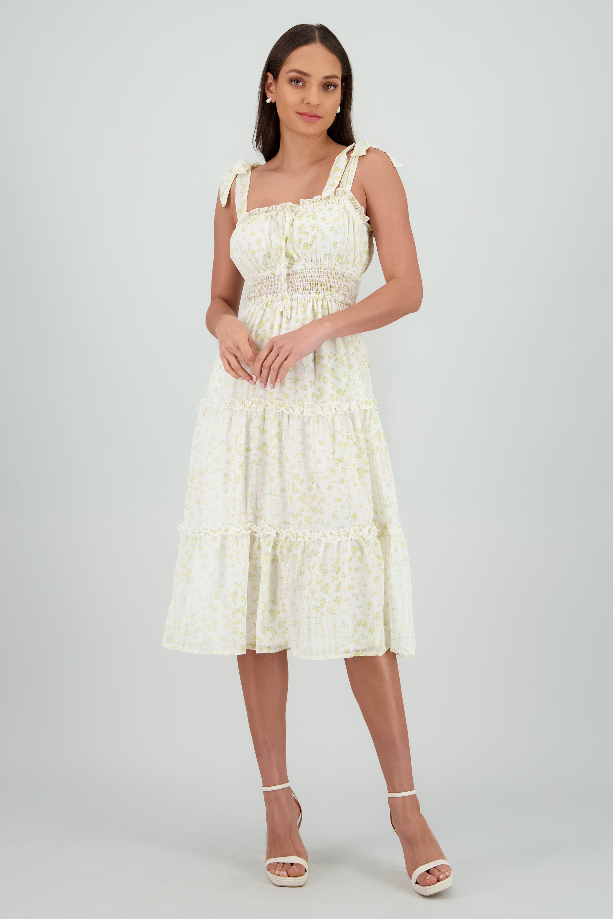 Vestido maxi estampado flores AMARILLO