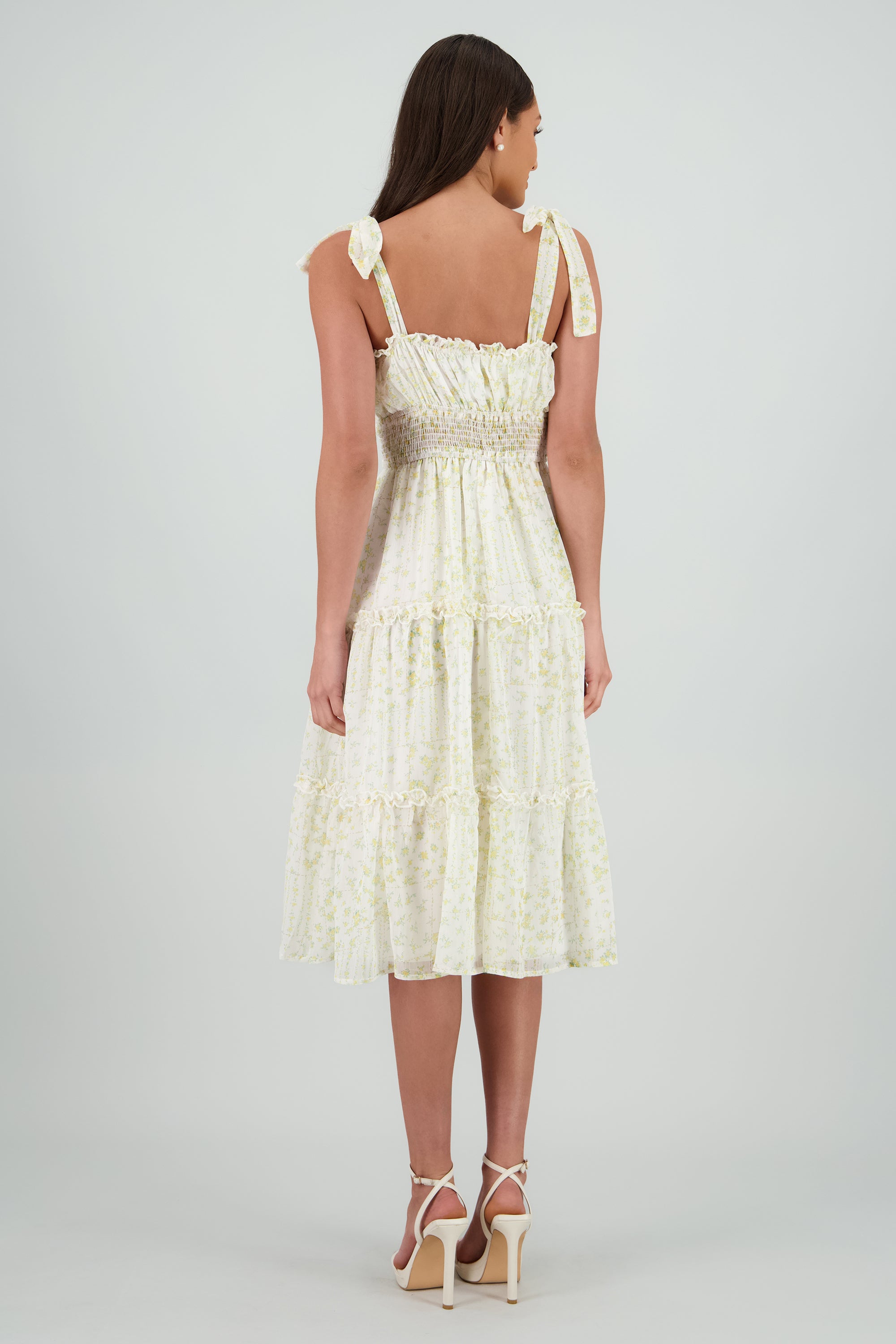 Vestido maxi estampado flores AMARILLO