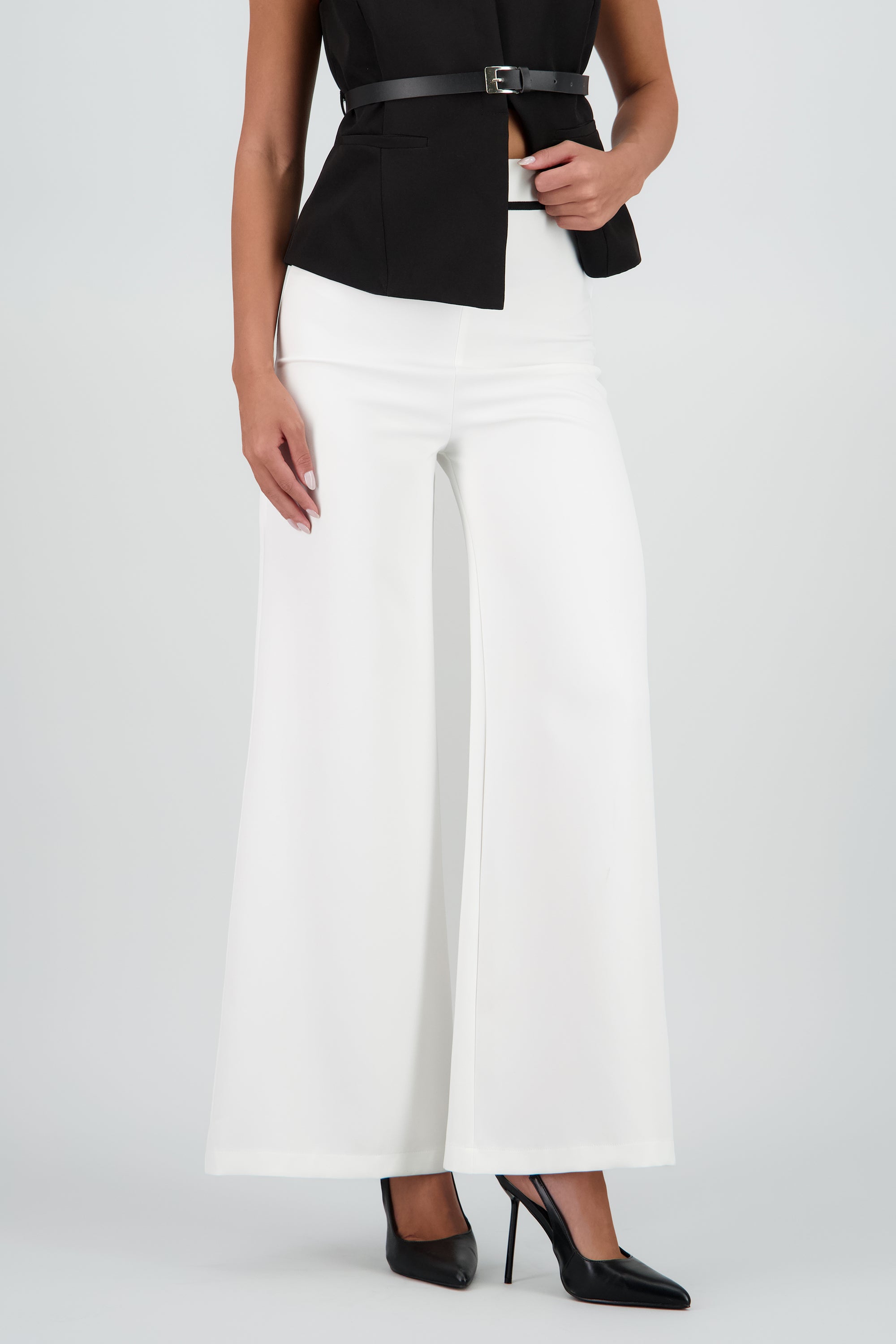 Pantalon liso contraste BLANCO