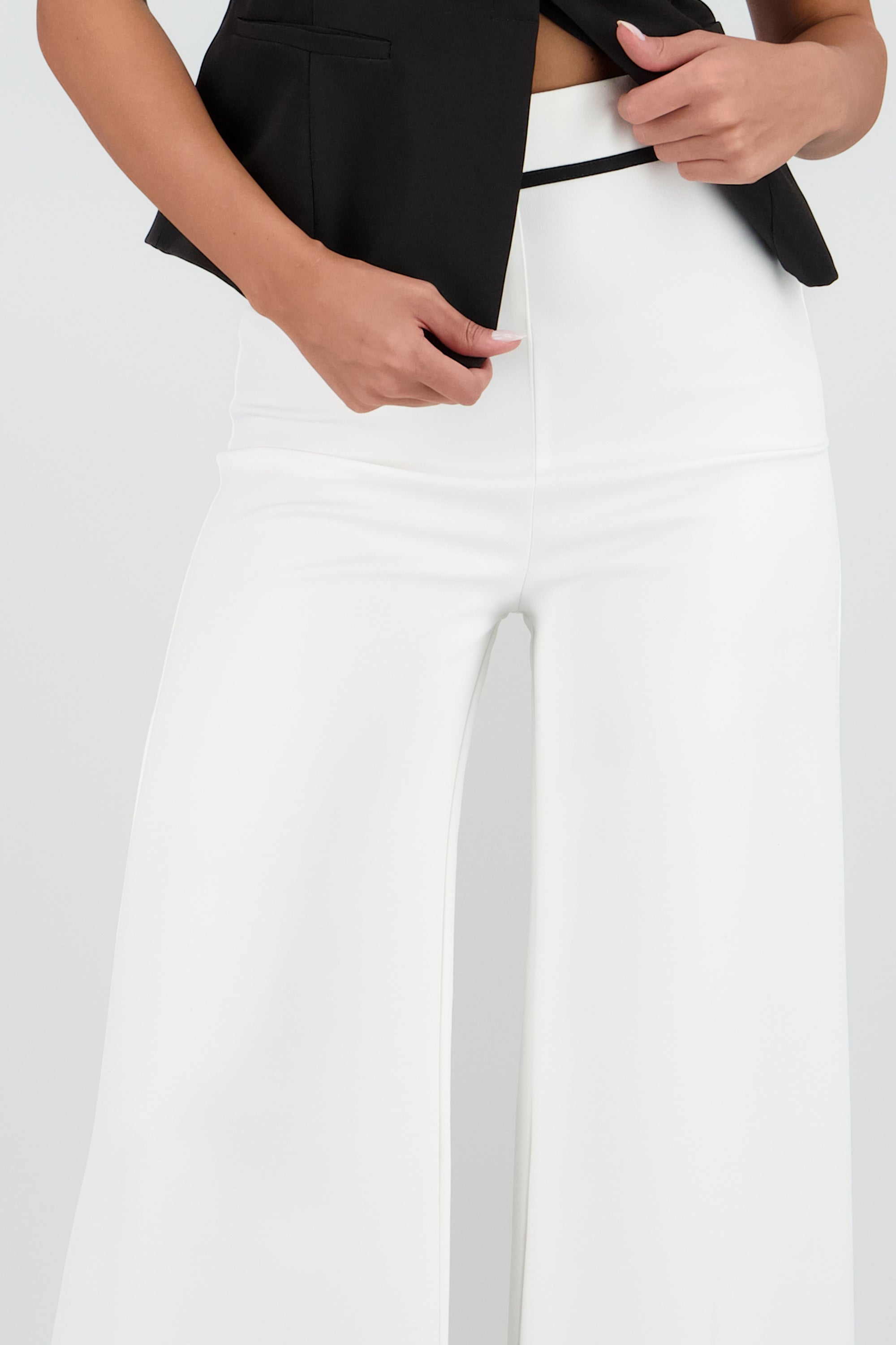 Pantalon liso contraste BLANCO